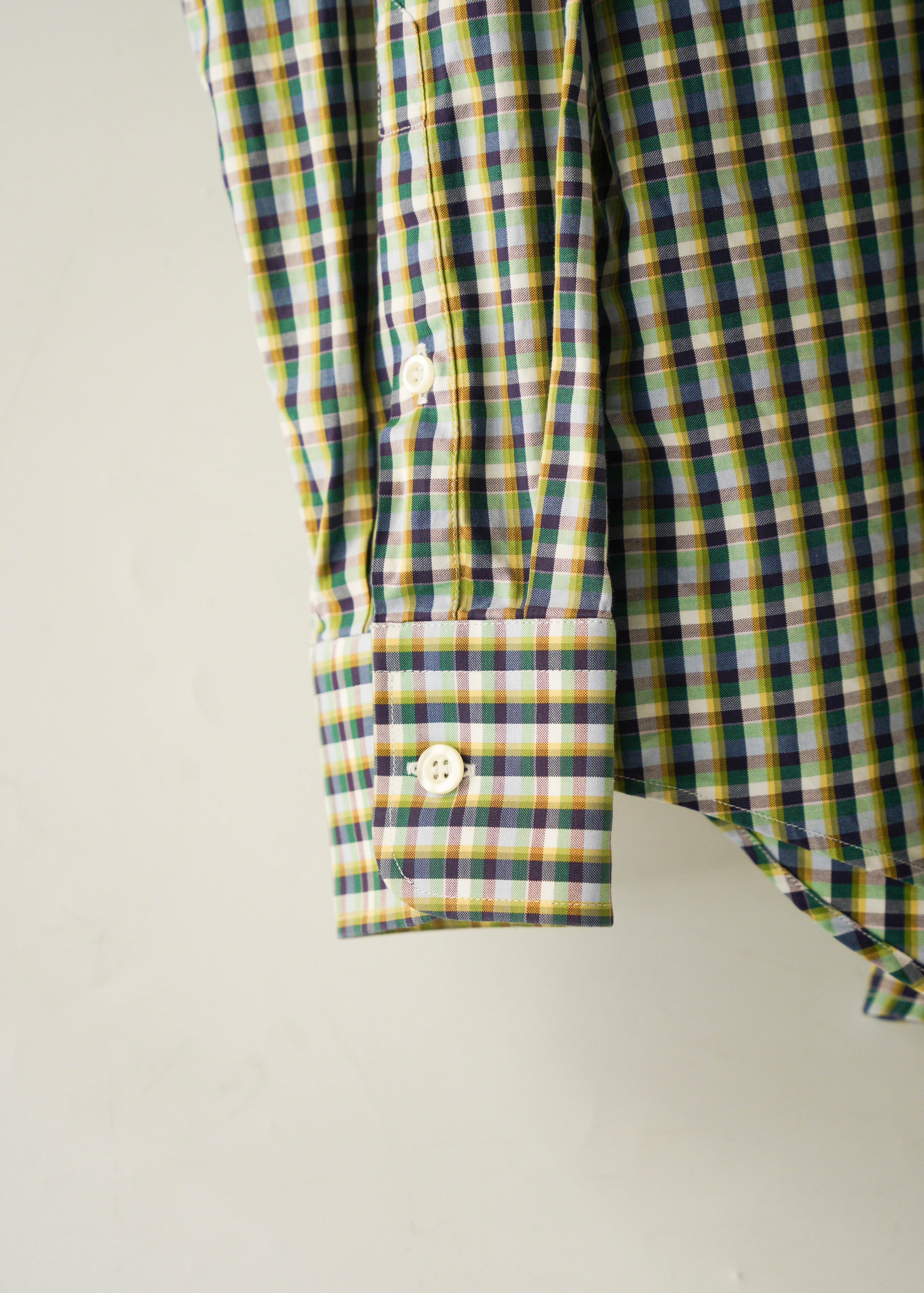 PRADA multi color check regular collar cotton shirt