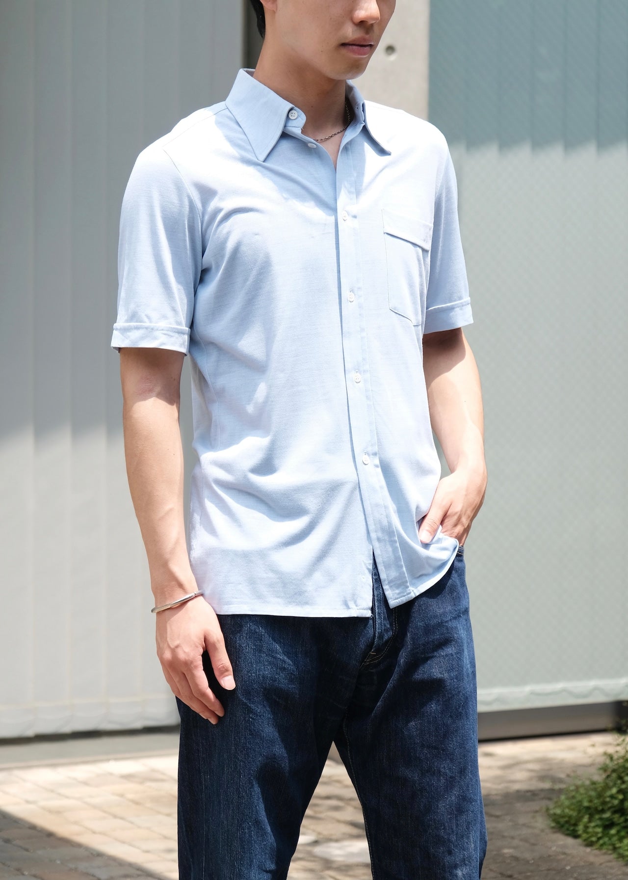 70’s- Euro vintage regular collar short sleeve shirt