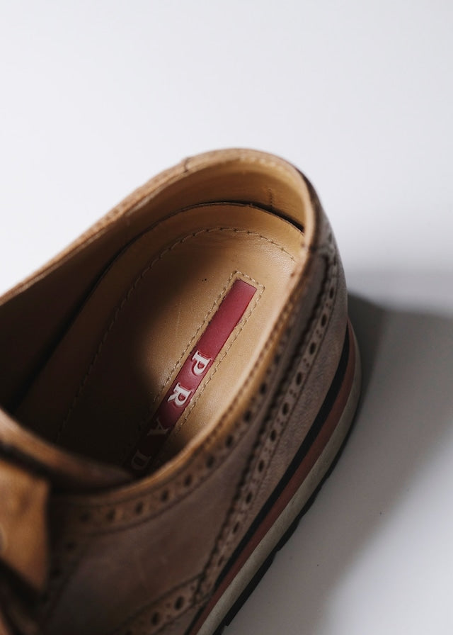 00's PRADA SPORT wingtip tassel leather sneakers