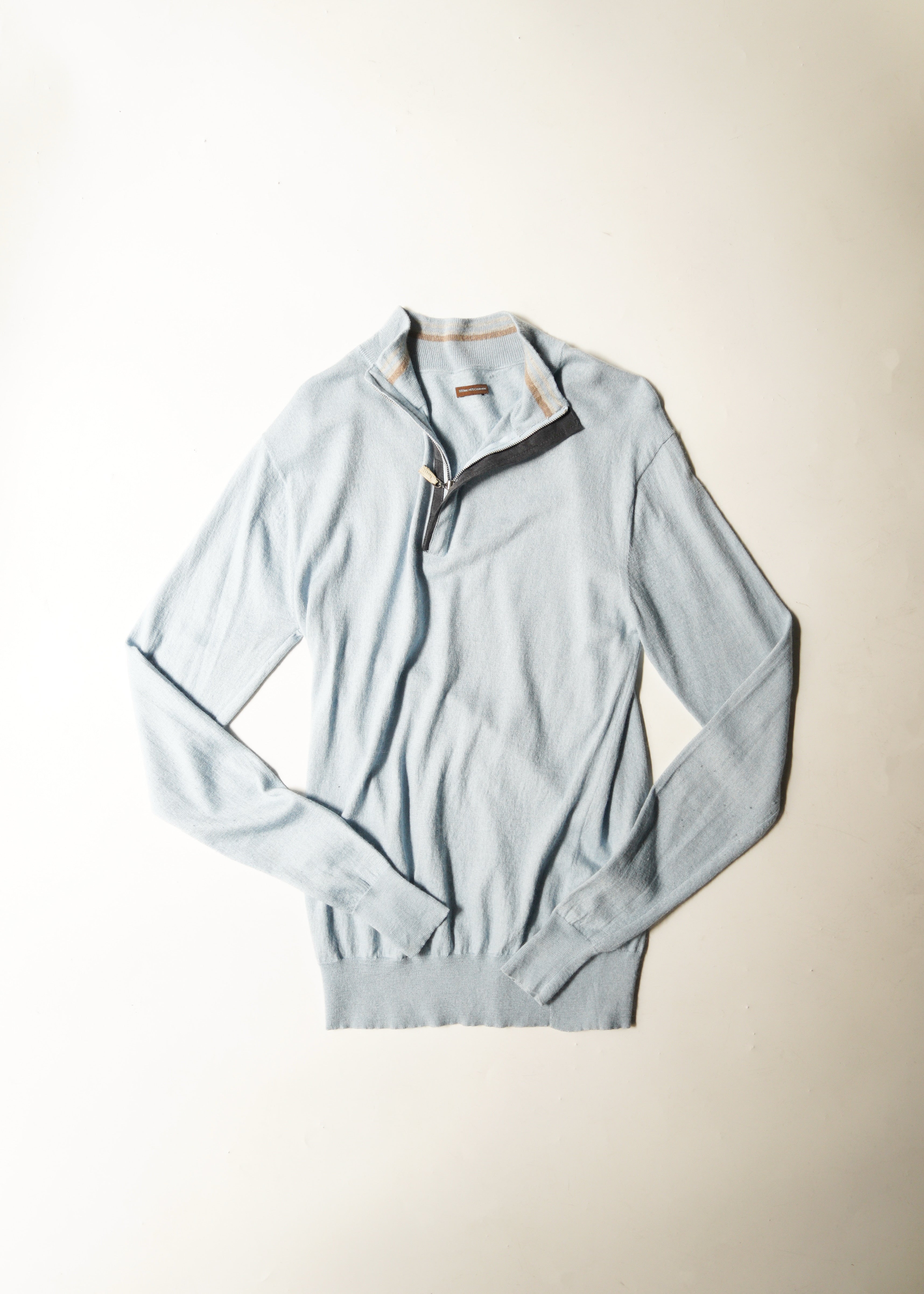 Cashmere blend half zip silk knit