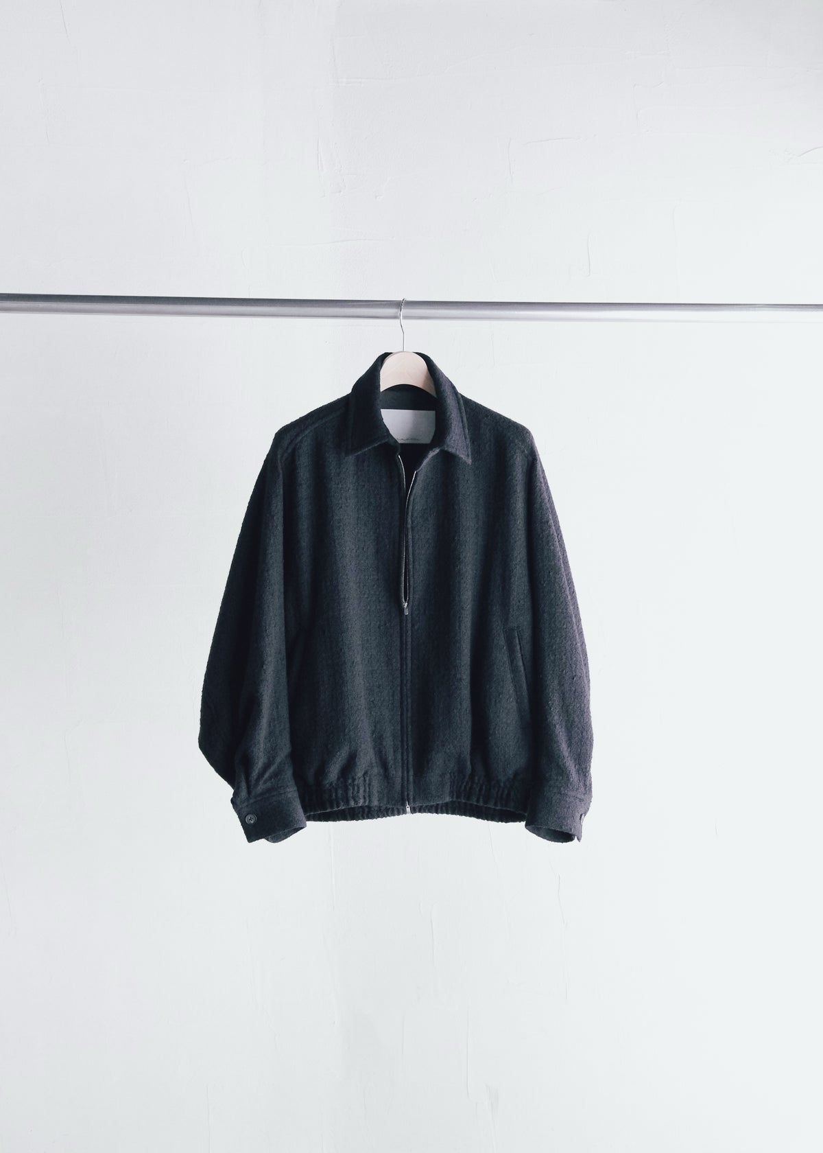 nonnotte 26AW Draping Big Yoke Raglan Drizzler Jacket N Tweed 002 / Smoked Black