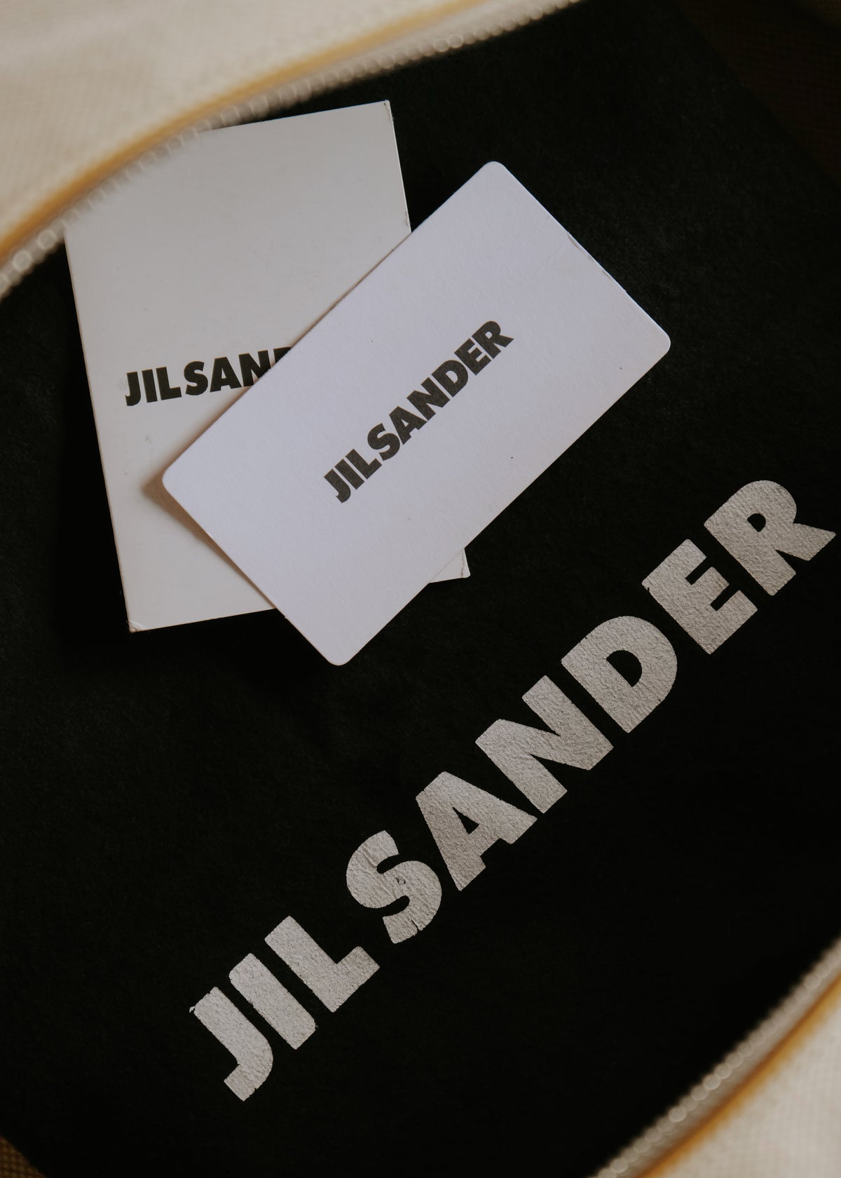 00's JIL SANDER grained calf leather canvas boston bag