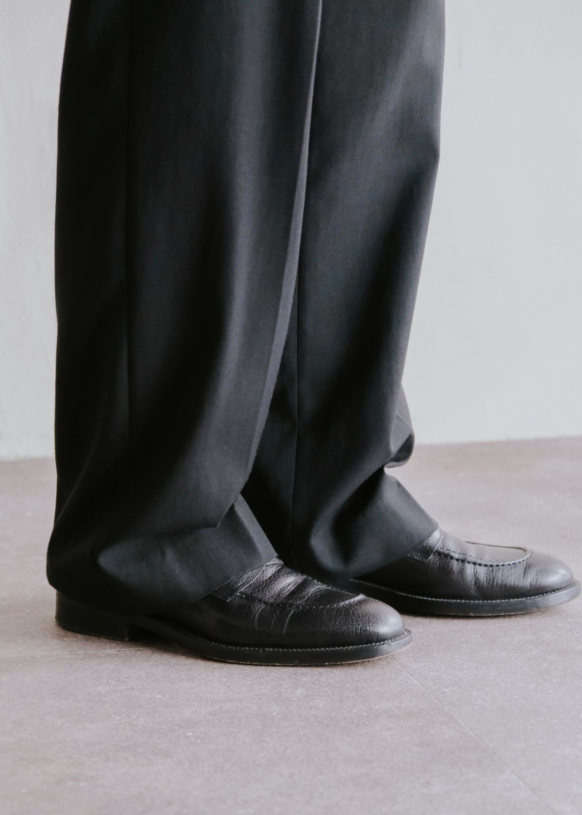 90-00's GIORGIO ARMANI round toe leather penny loafers