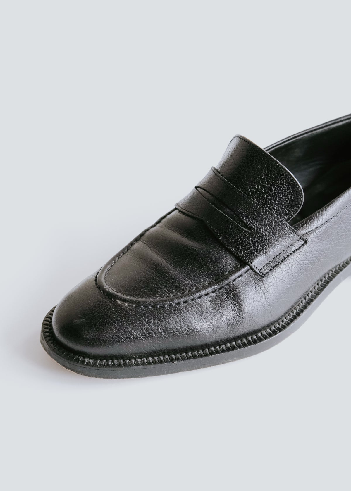 90-00's GIORGIO ARMANI round toe leather penny loafers