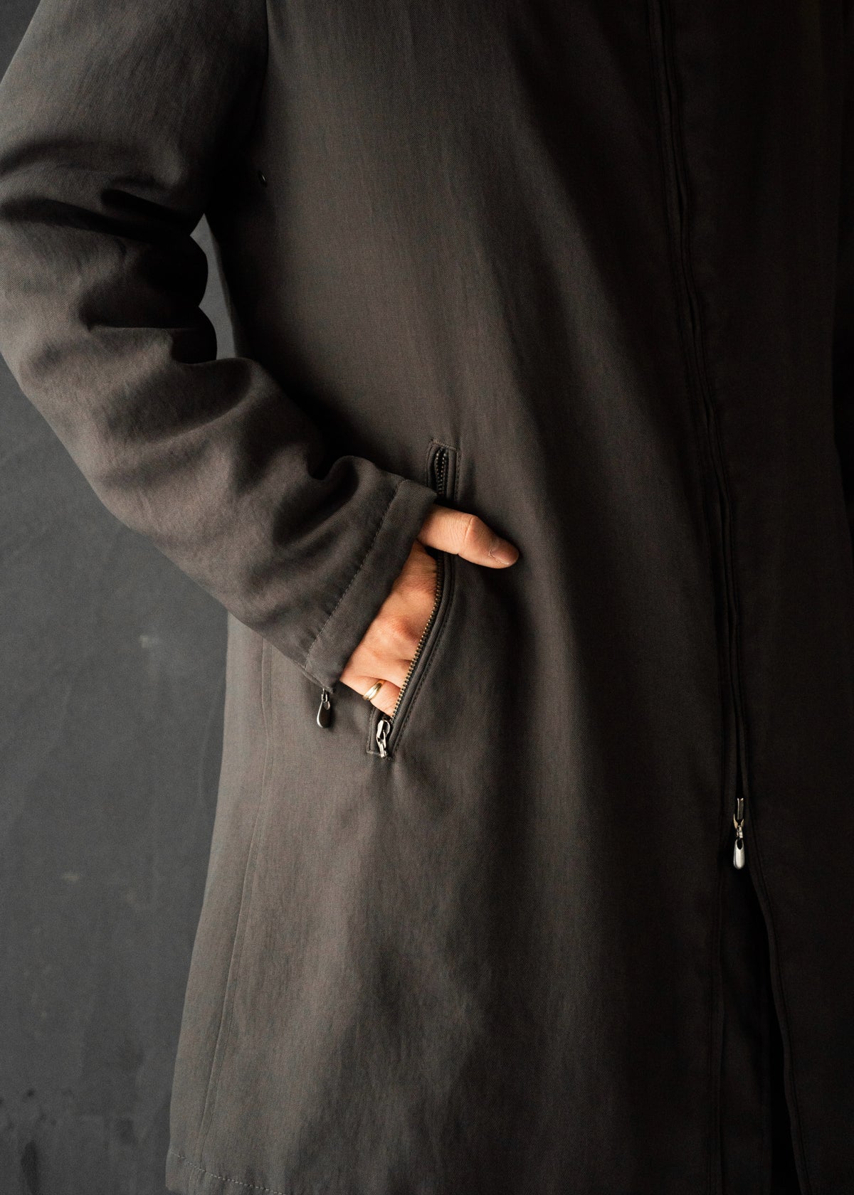 ARMANI COLLETIONI leather stand collar zip up coat