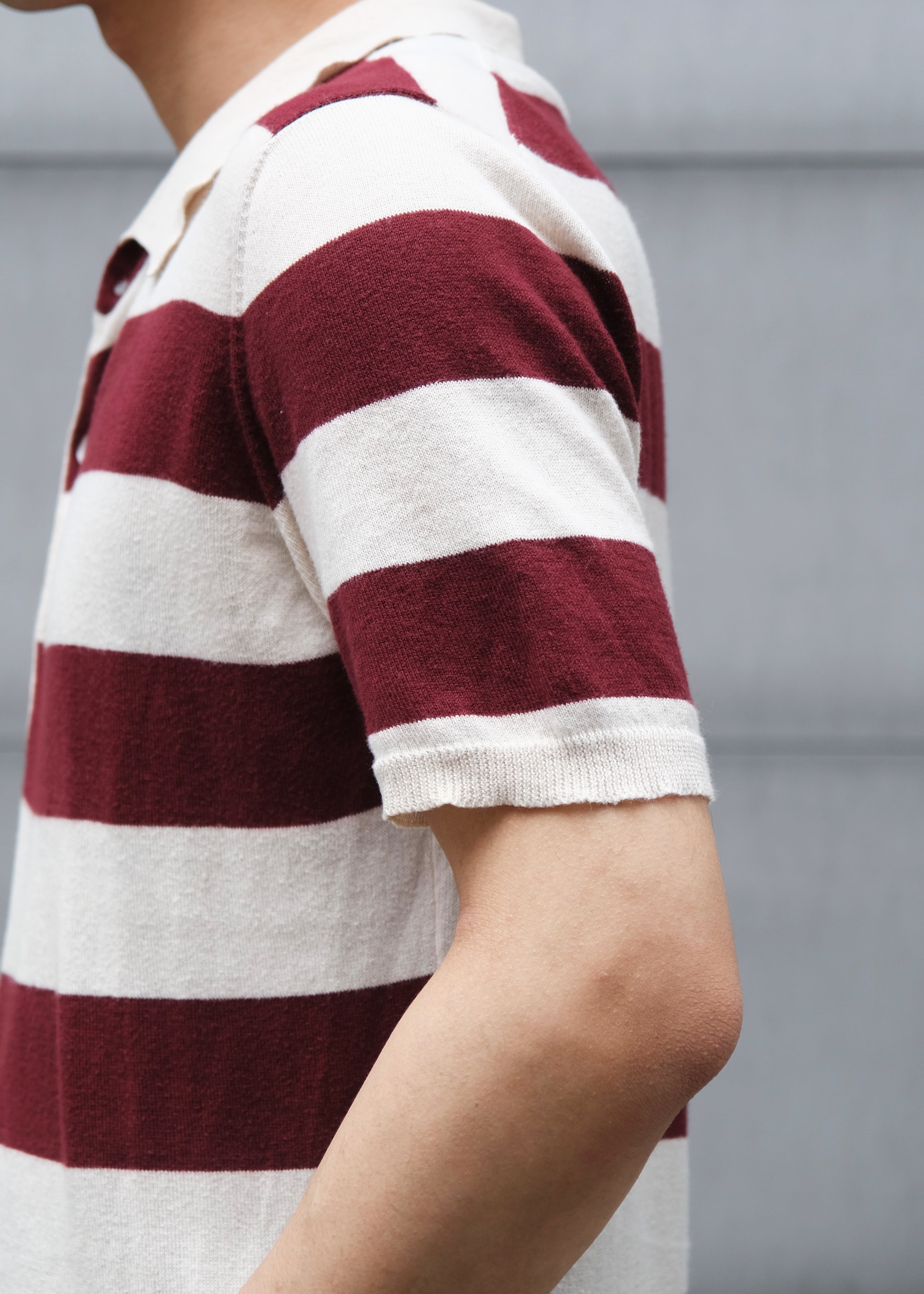 HELMUT LANG 98SS short sleeves border polo knit top