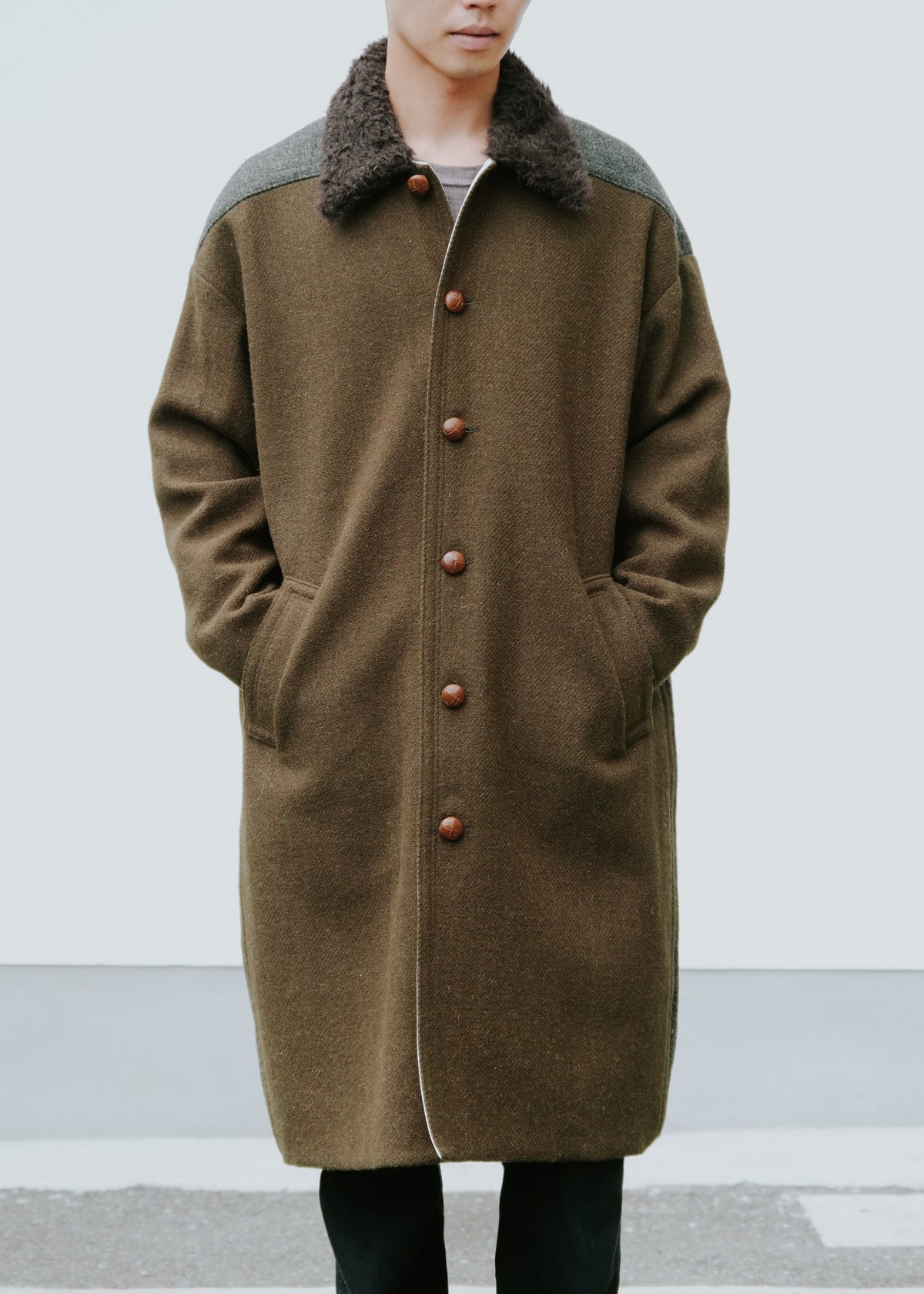 NAMACHEKO 26AW EMLEY コート SPECKLED MOSS GREEN メンズ