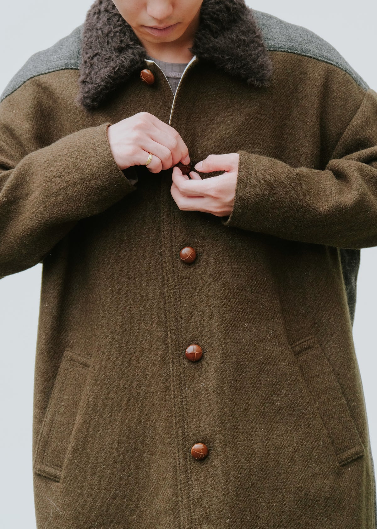 NAMACHEKO 26AW EMLEY コート SPECKLED MOSS GREEN メンズ