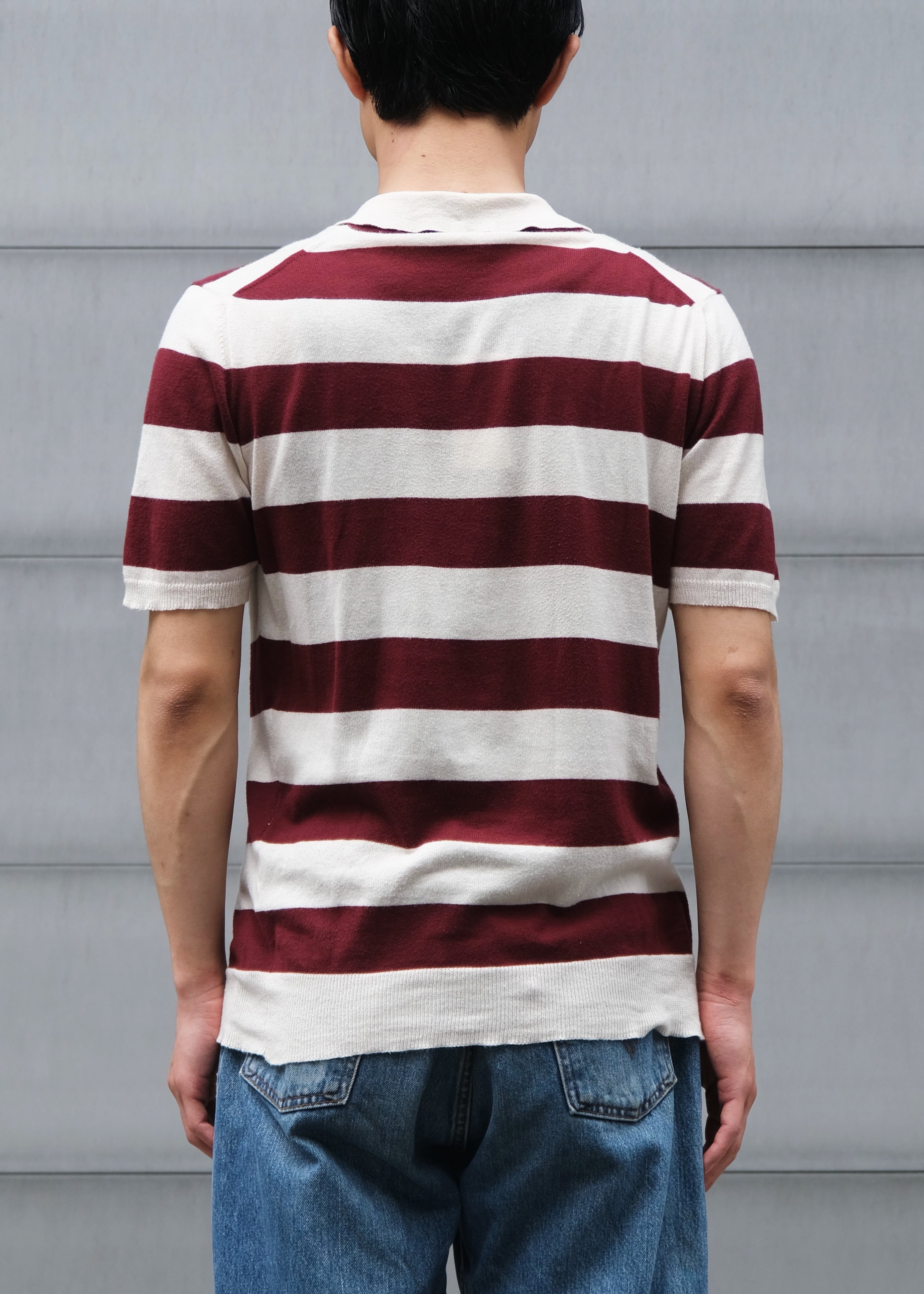 HELMUT LANG 98SS short sleeves border polo knit top