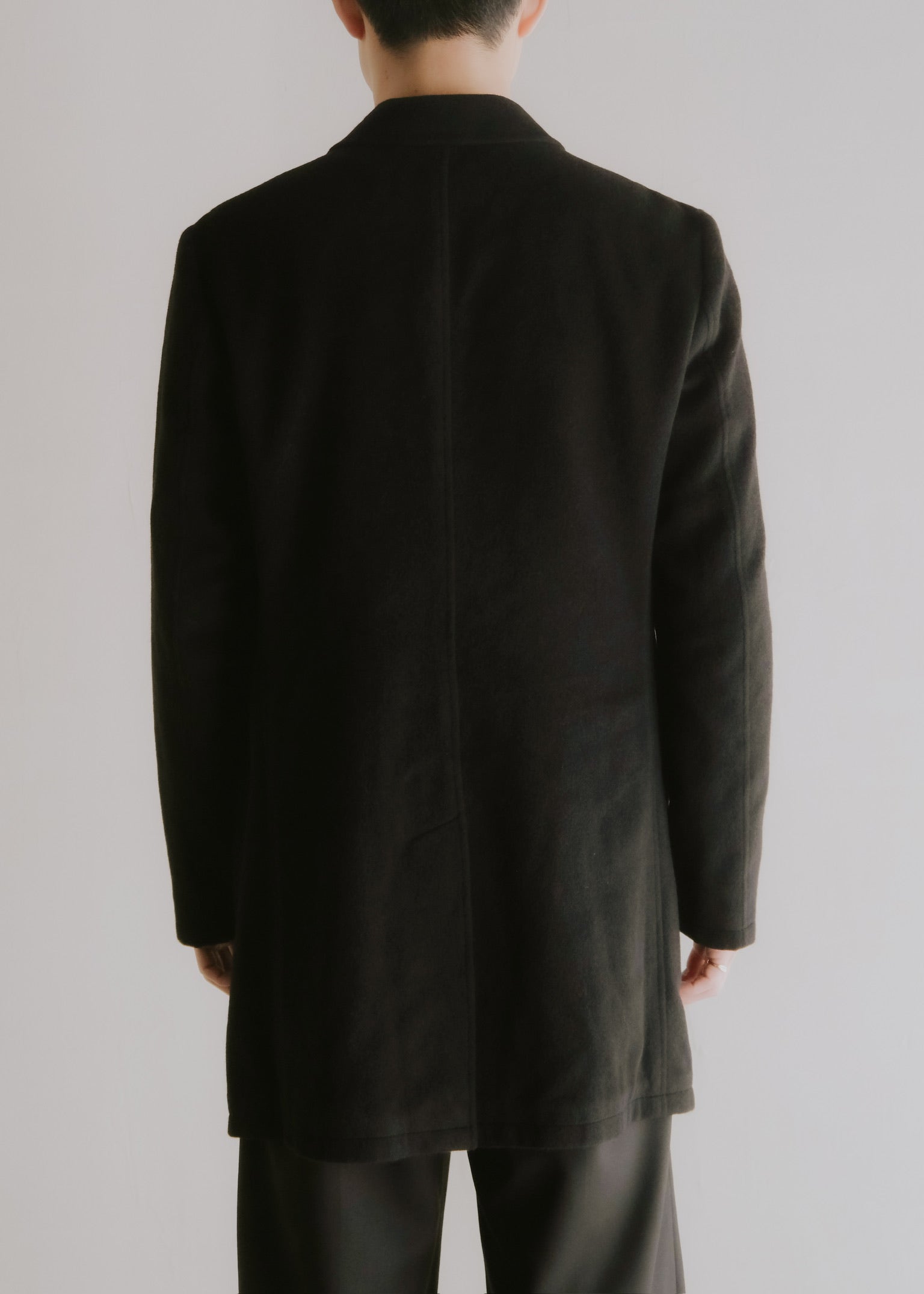 EMPORIO ARMANI 05AW fly front angora wool chesterfield coat