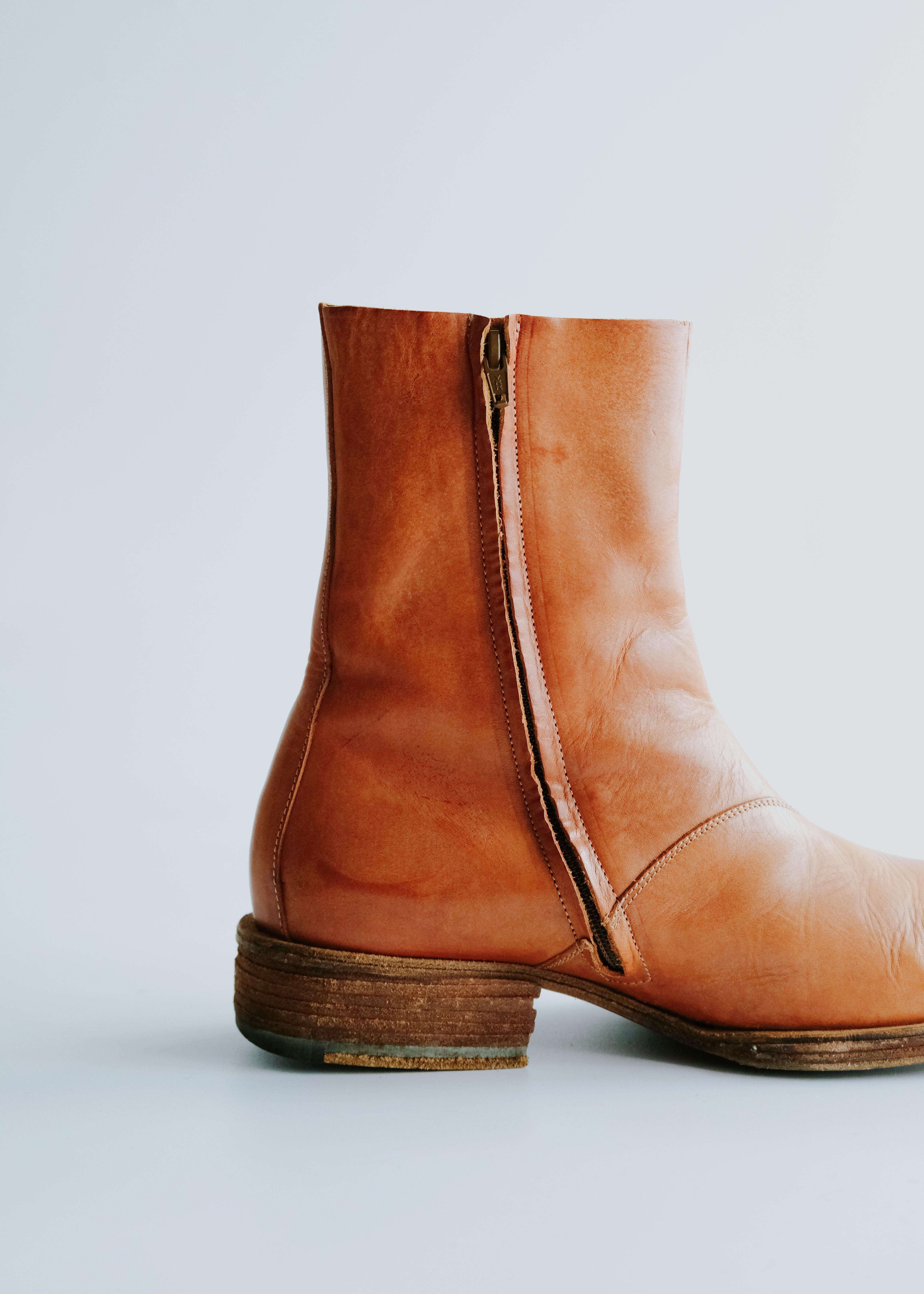 Early 00's Martin Margiela square toe side zip boots