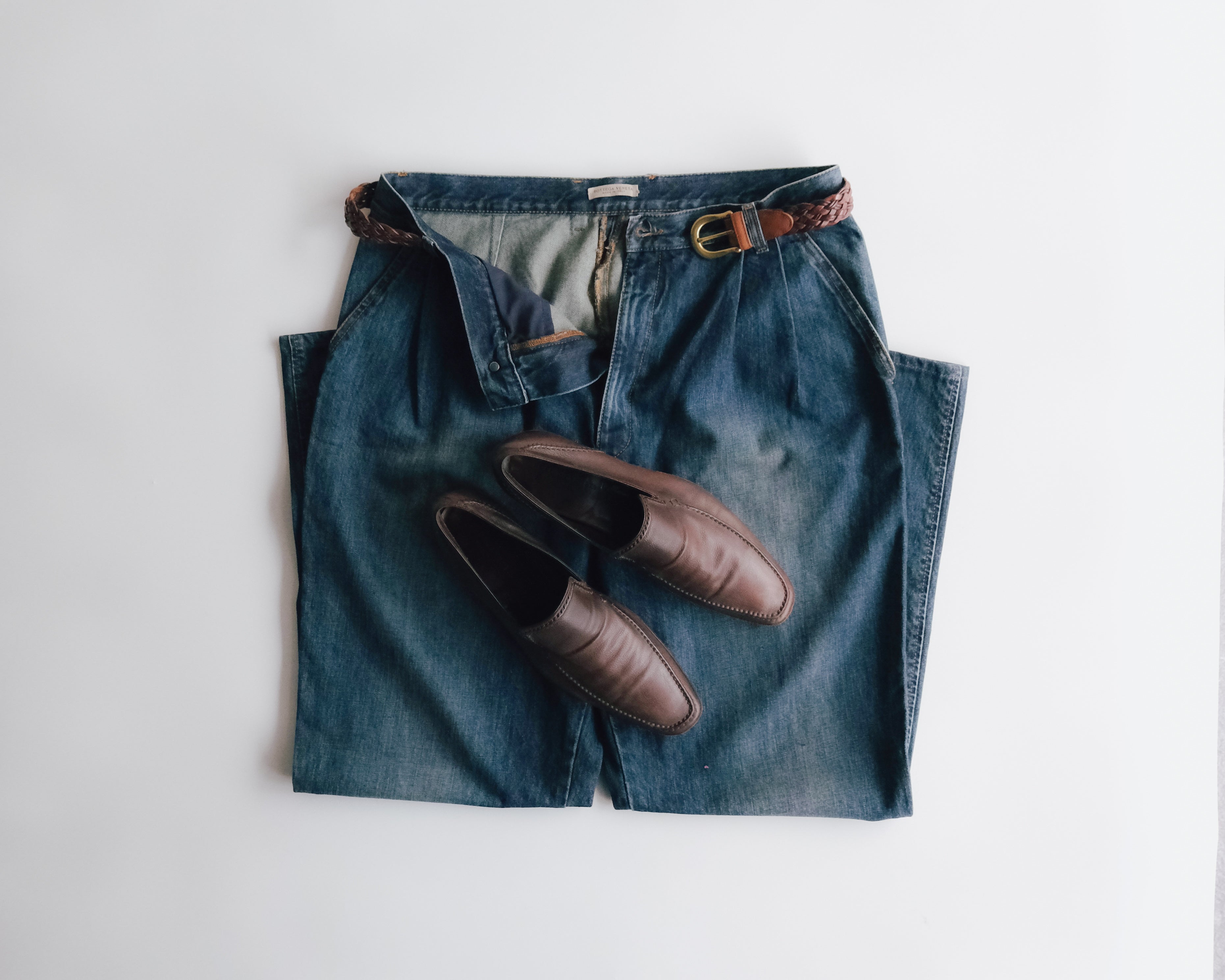 BOTTEGA VENETA 15AW two tucked wide tapered jeans