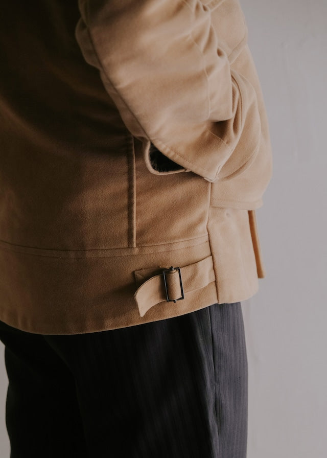 00's A.P.C. detachable boa stand collar moleskin blouson