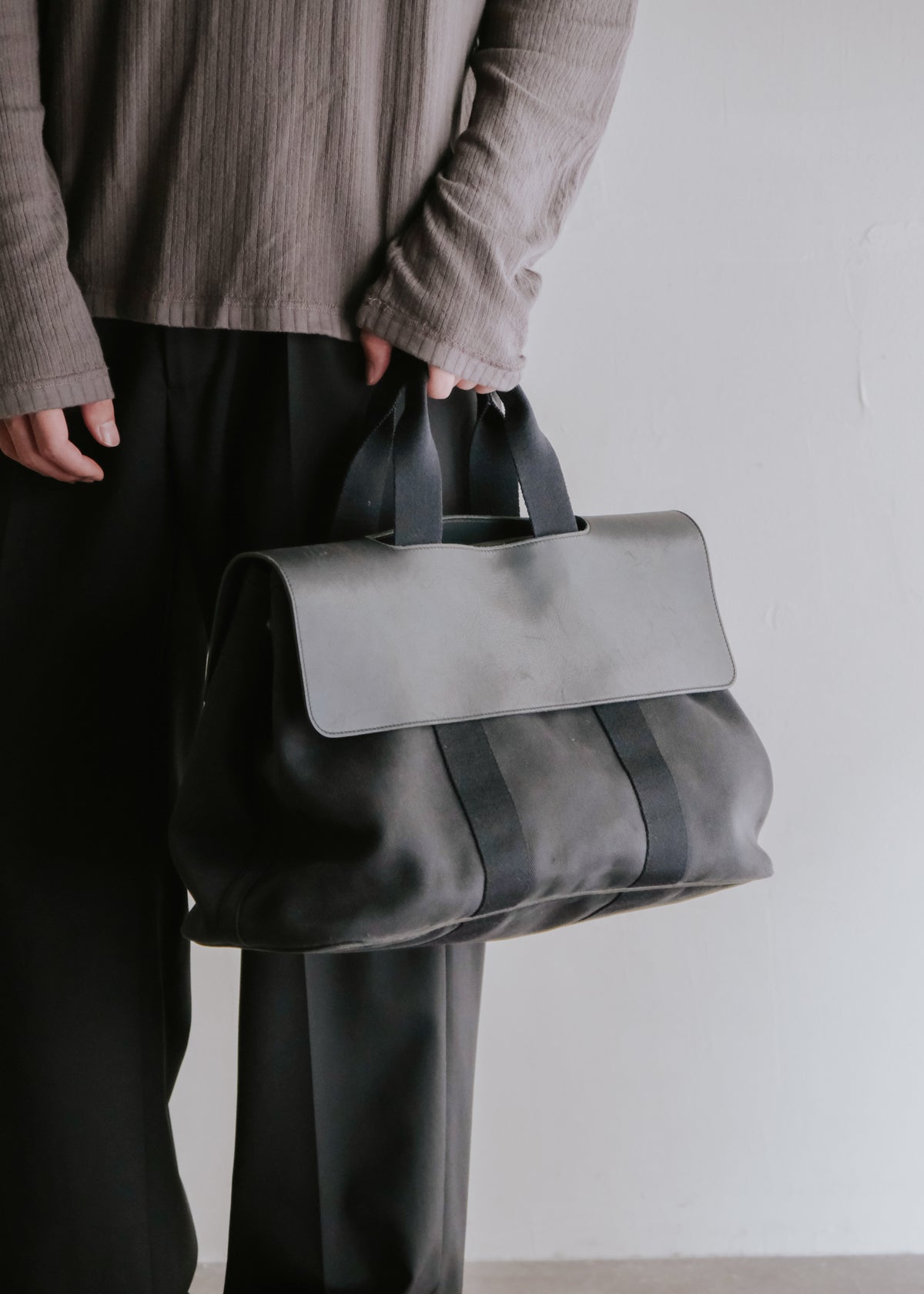 HERMÈS エルメス 00-10年代 valparaiso MM レザー flap canvas ハンドバッグ メンズ