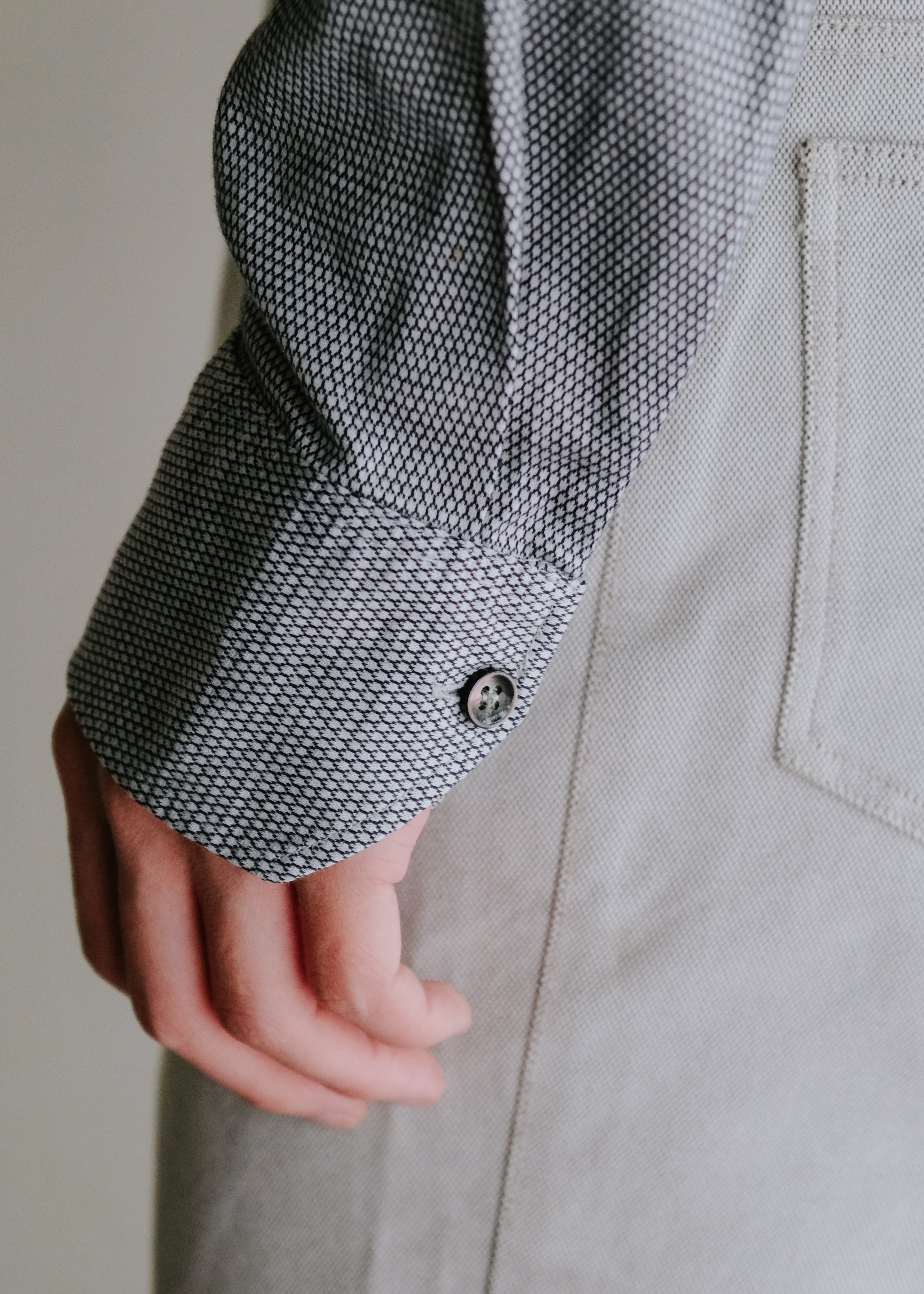 MARTIN MARGIELA 05AW geometric design cotton regular collar shirt