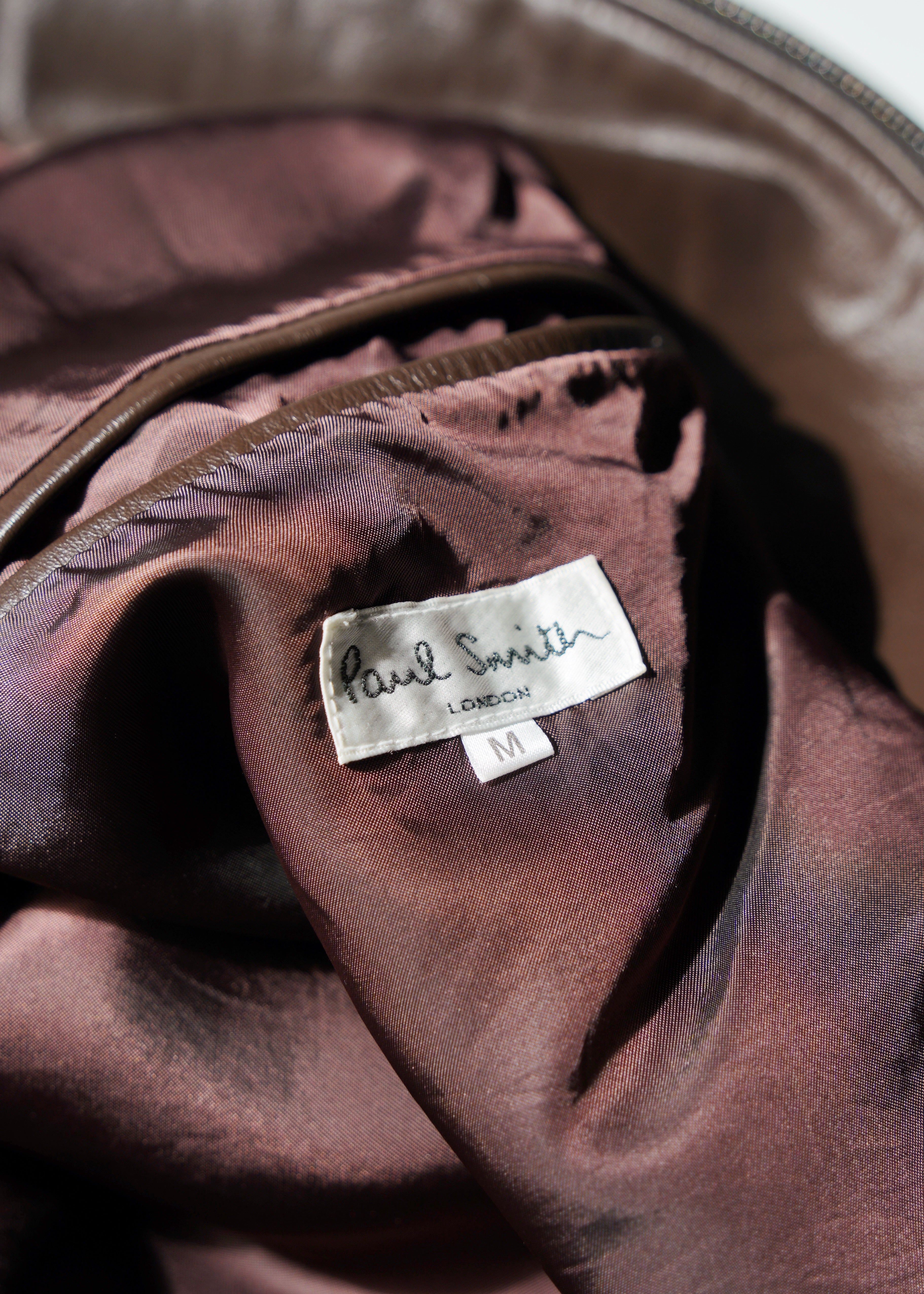 PAUL SMITH ポールスミス 90年代 カウレザー ニットジャケット 本革 切り替え ヴィンテージ メンズ 古着