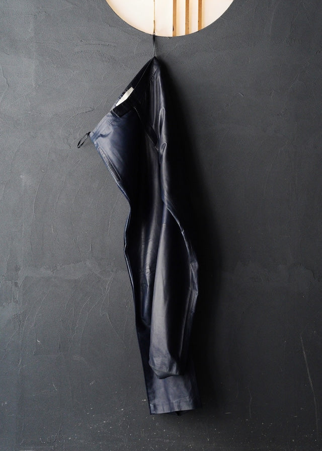 RUFFO RESEARCH 01SS piping straight leather trousers by Sophia Kokosalaki