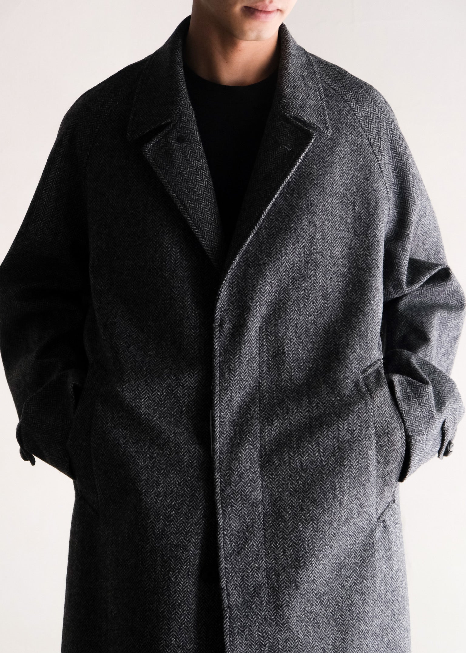 PHENIX by TKMT TYPE P-002A wool tweed balmacaan coat / Gray