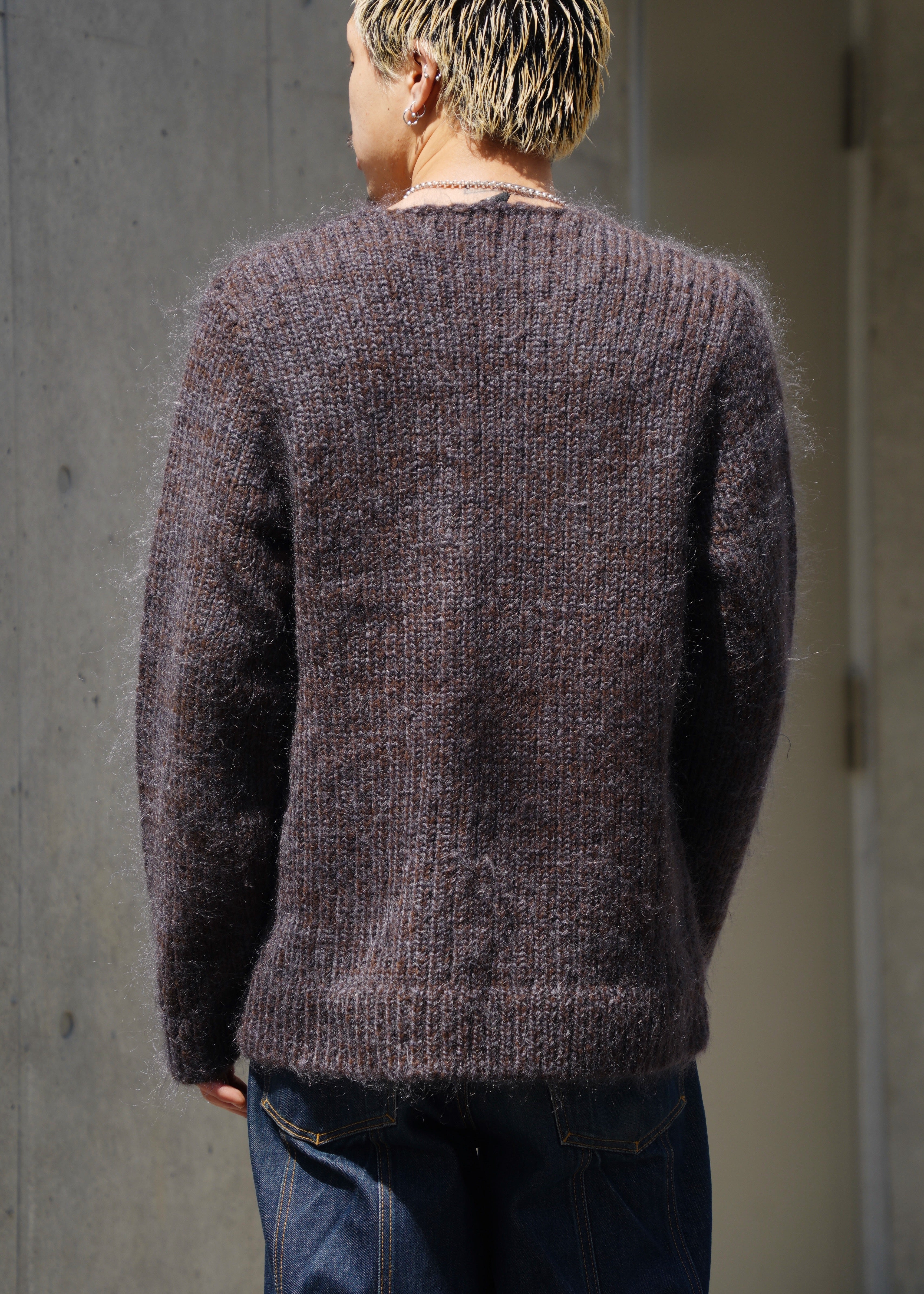 90's A.P.C. v neck low gage mohair knit