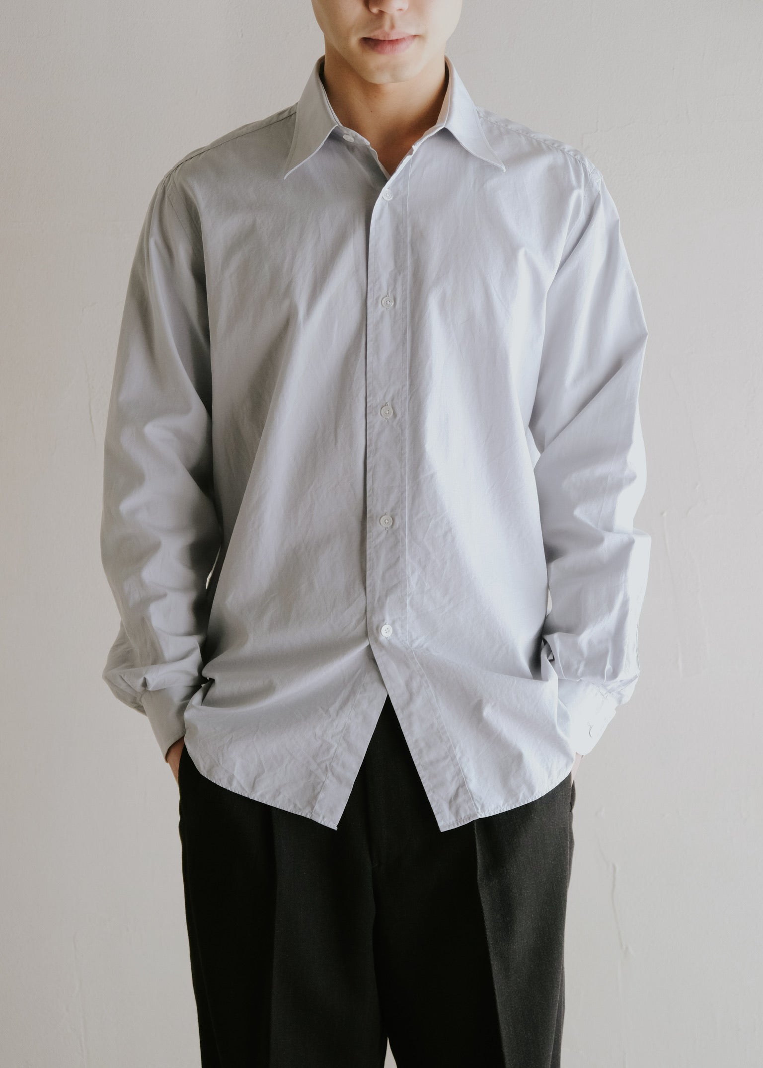 90's HERMÈS round cut hem regular collar shirt