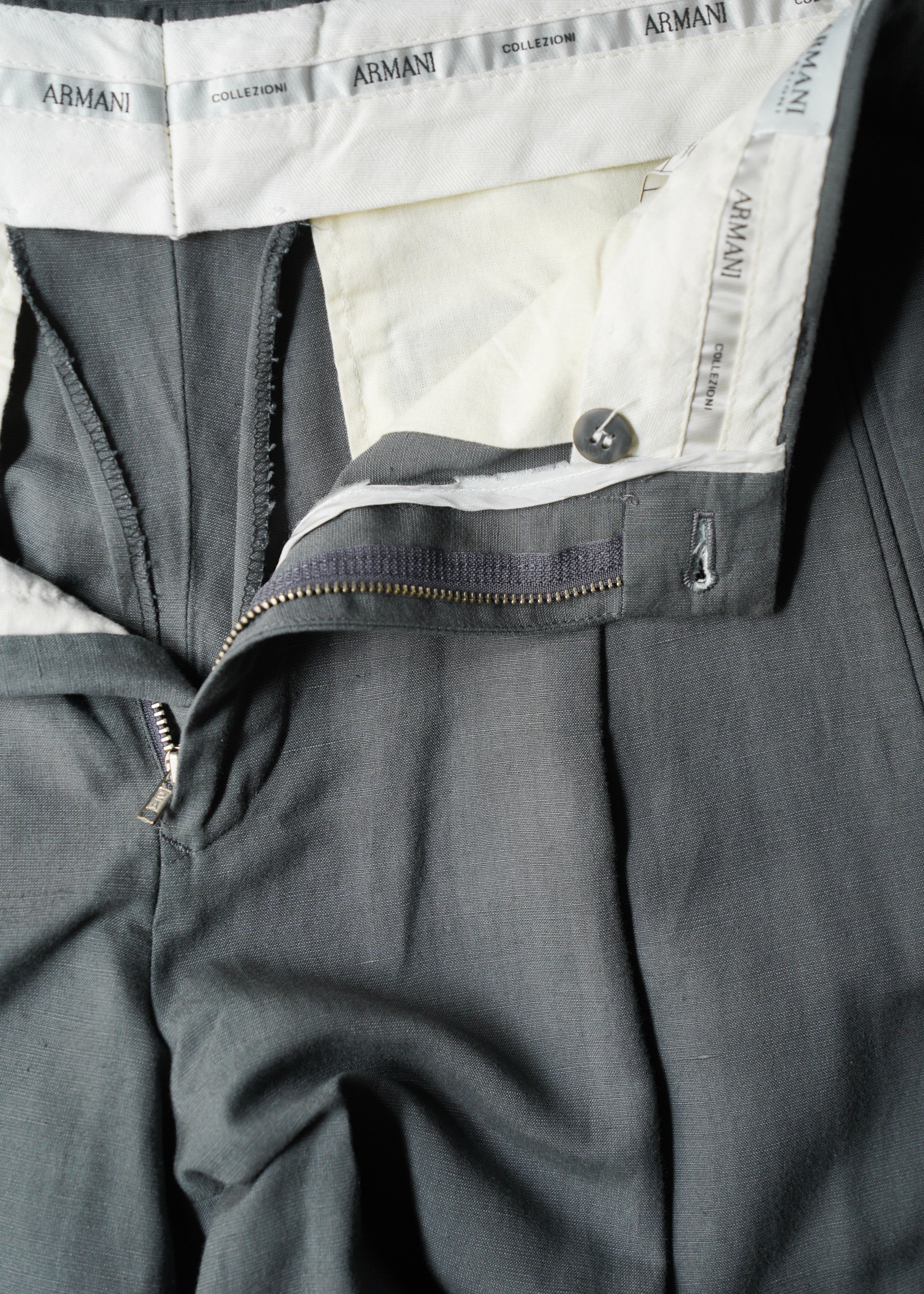 00’s ARMANI COLLEZIONI center crease cotton blend linen pants