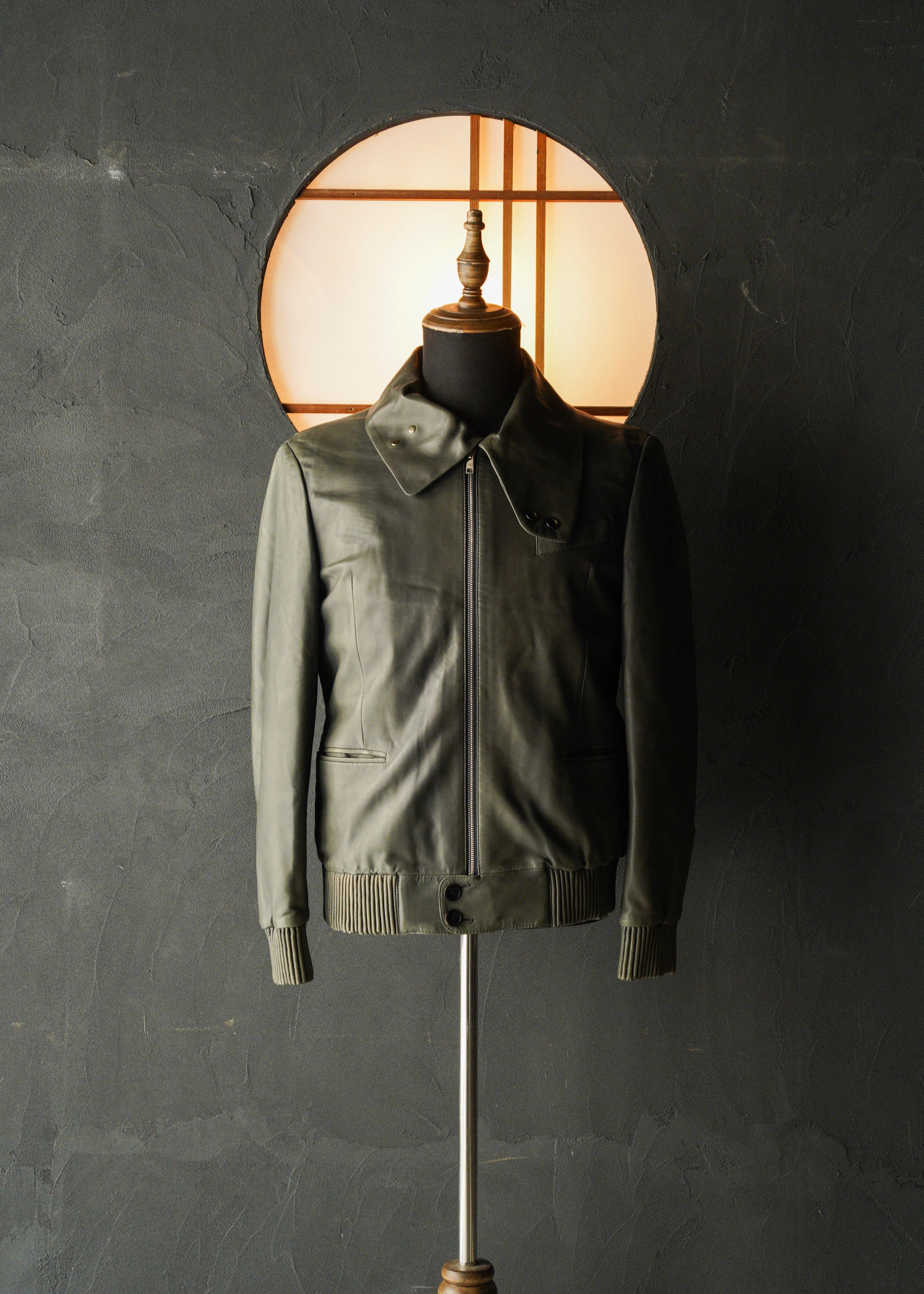Paul Smith ポールスミス 2010AW スタンドカラー ジップアップ ラムレザー ジャケット メンズ