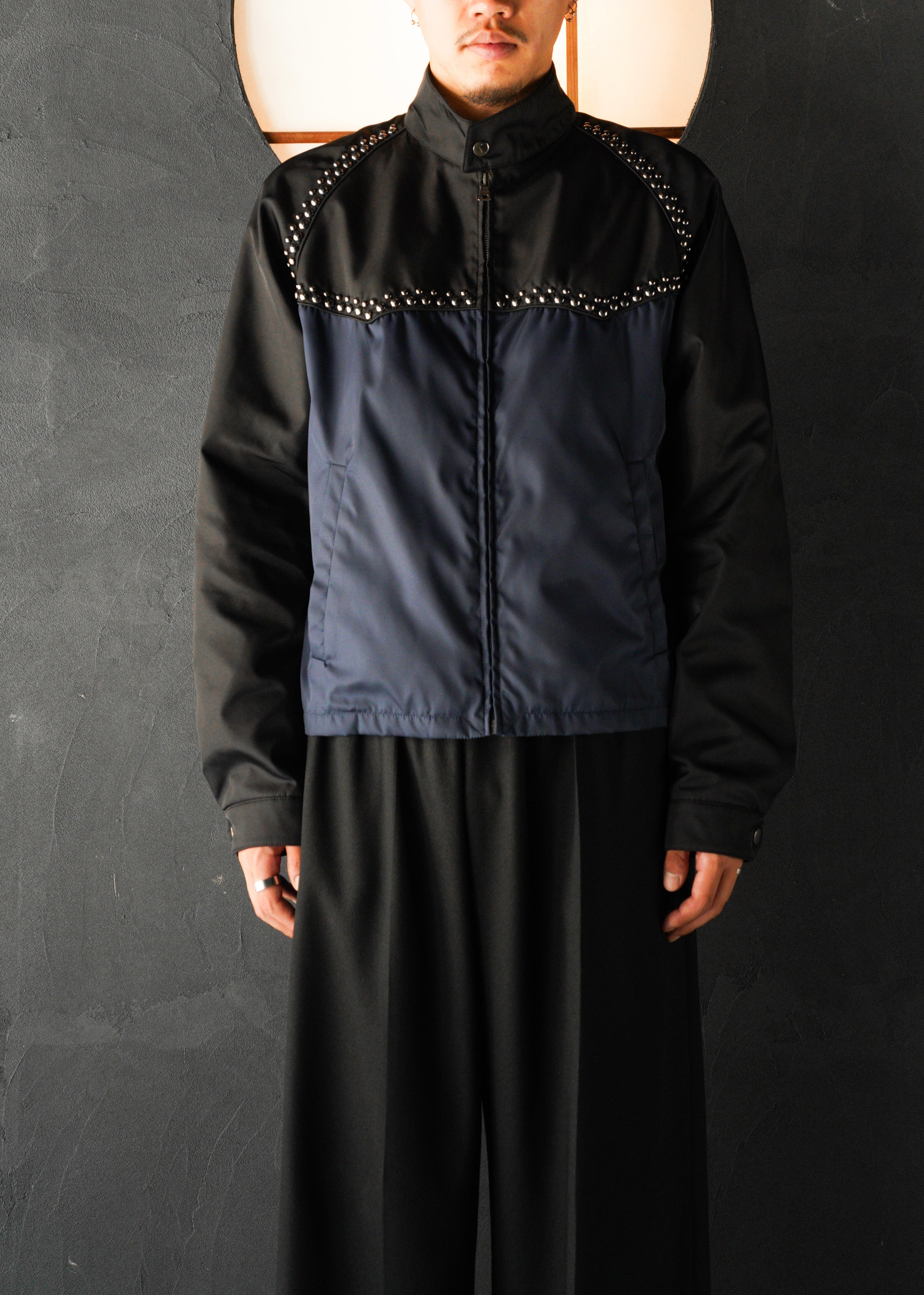 PRADA 12SS bicolor nylon studs blouson