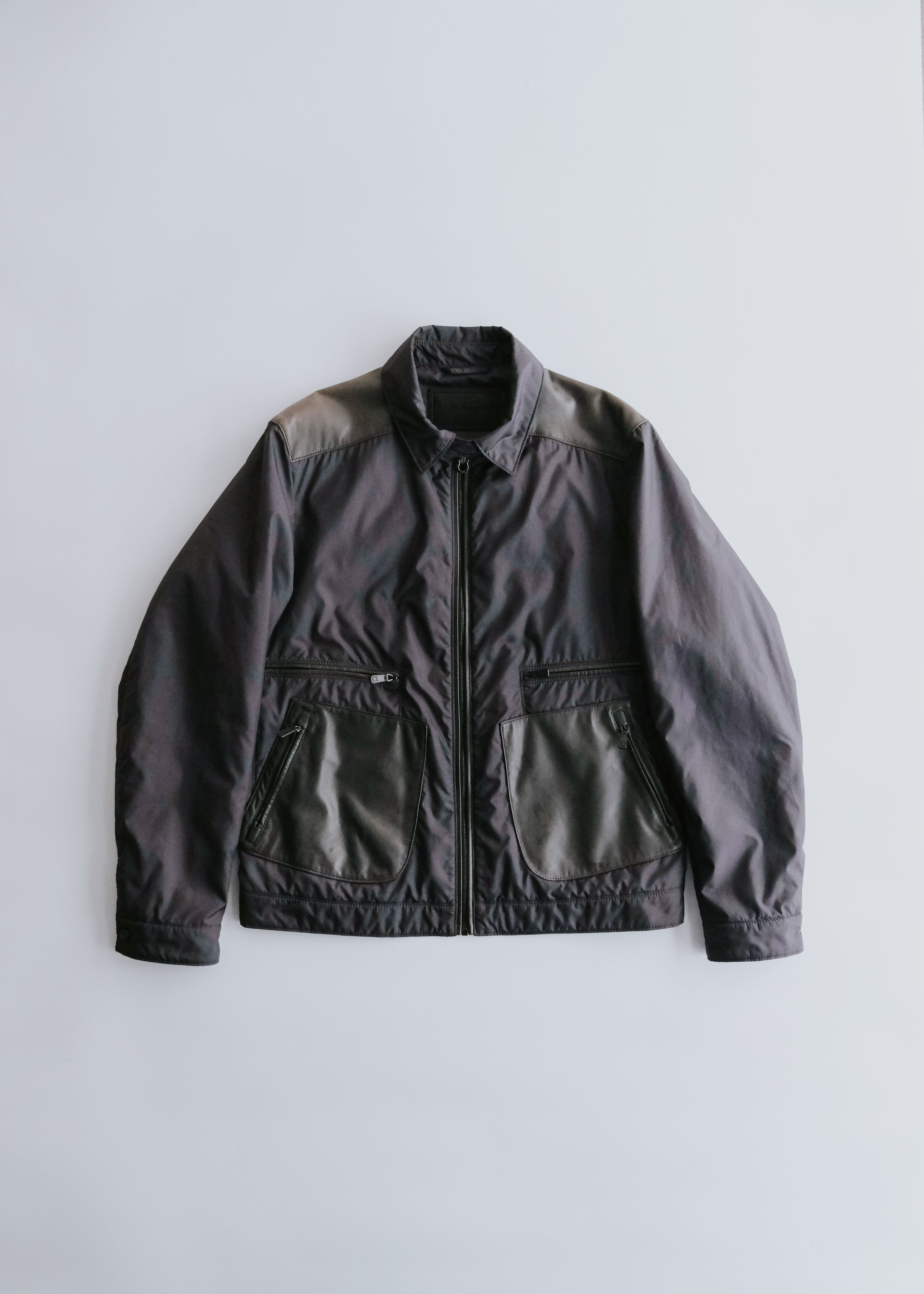 90-00's Salvatore Ferragamo leather patchworks padded blouson