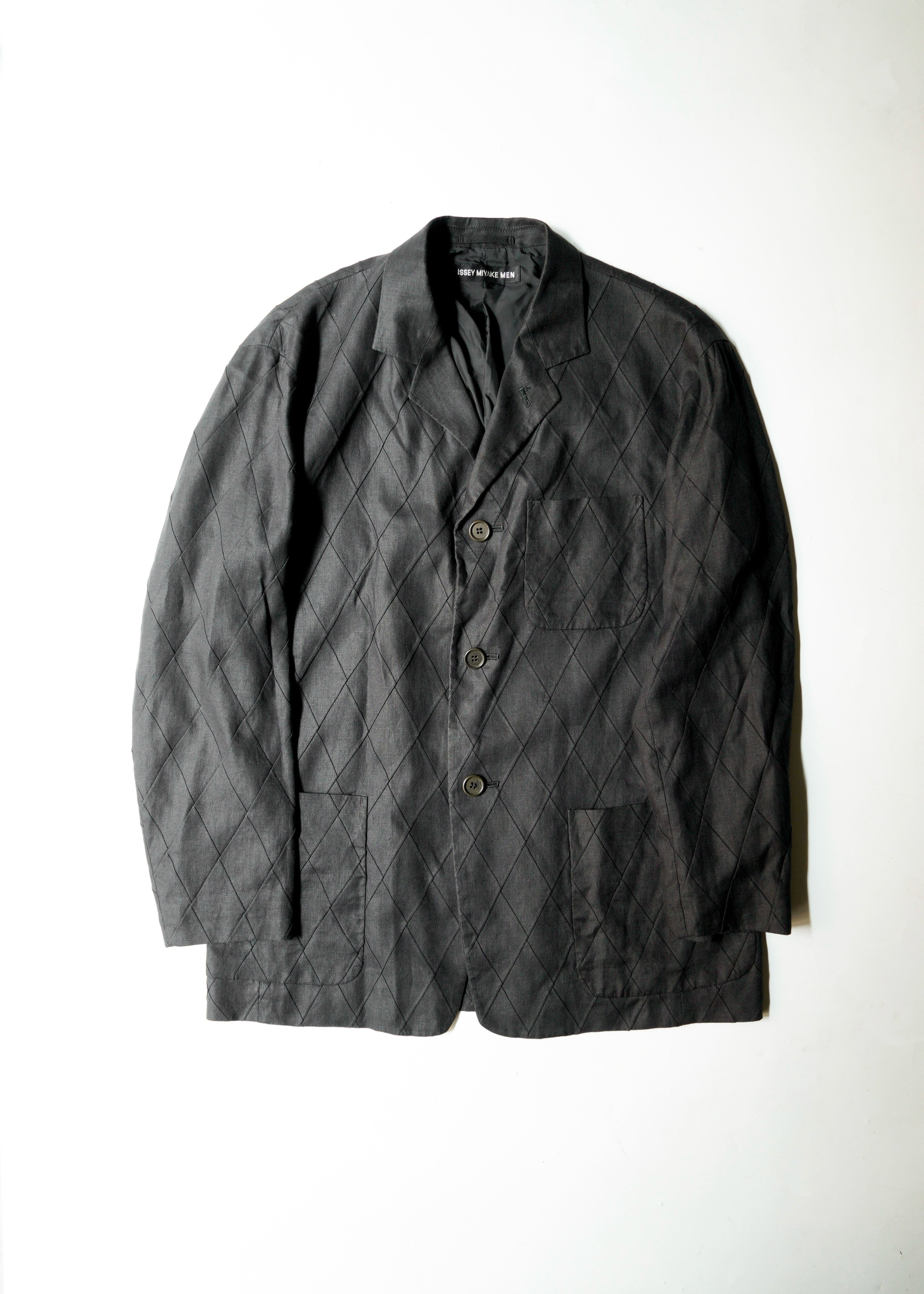 ISSEY MIYAKE MEN 02SS diamond stitch 3 b linen tailored jacket
