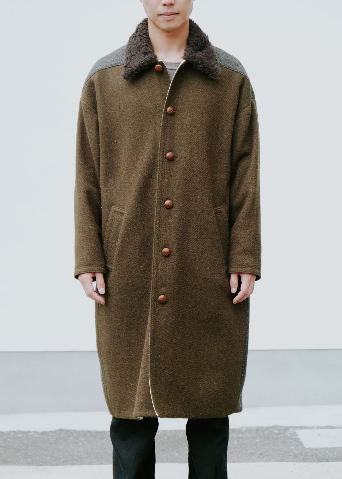 NAMACHEKO 26AW EMLEY コート SPECKLED MOSS GREEN メンズ