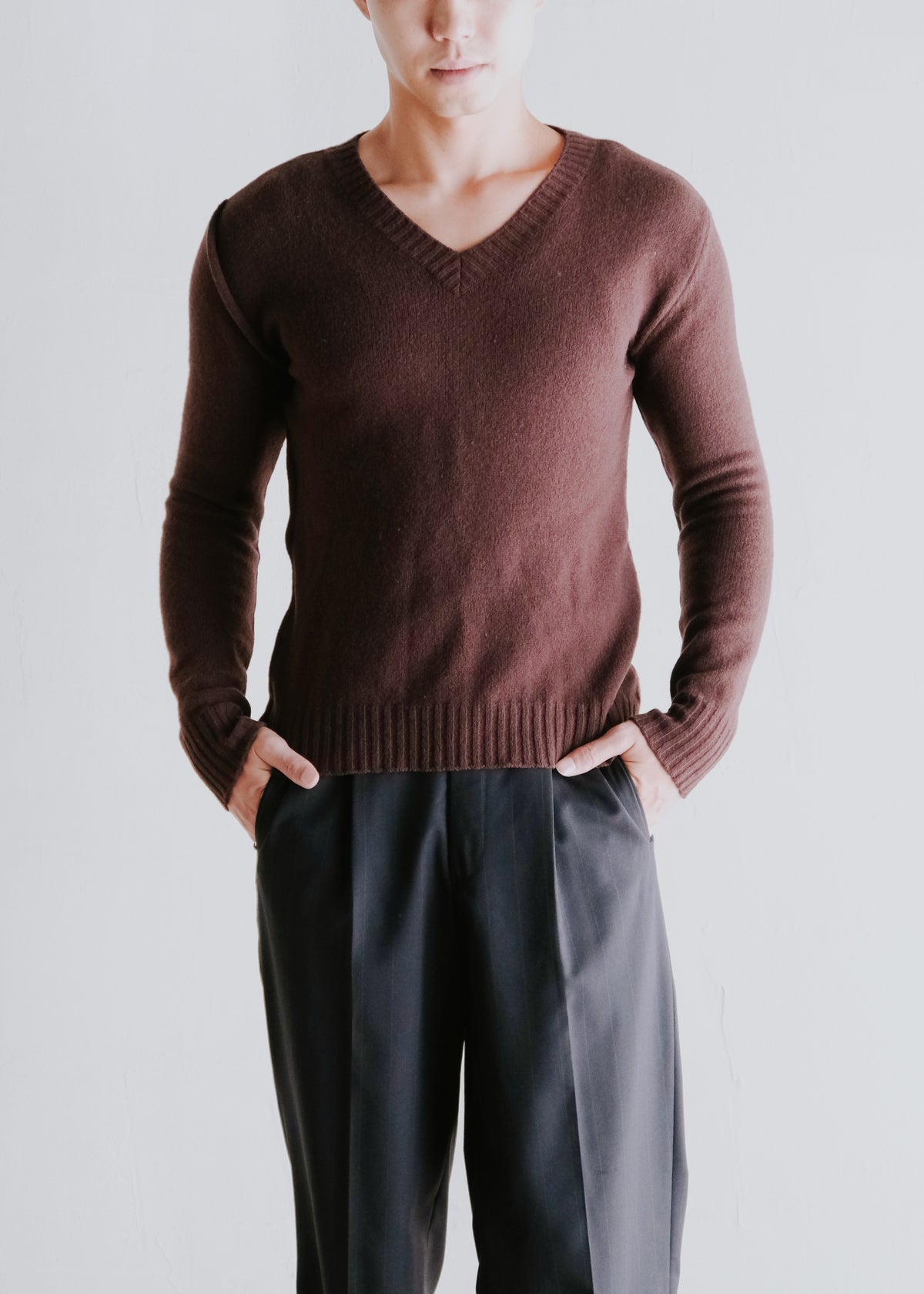 DRIES VAN NOTEN ドリスヴァンノッテン 90-00年代 cropped Vネック ウール ニット メンズ