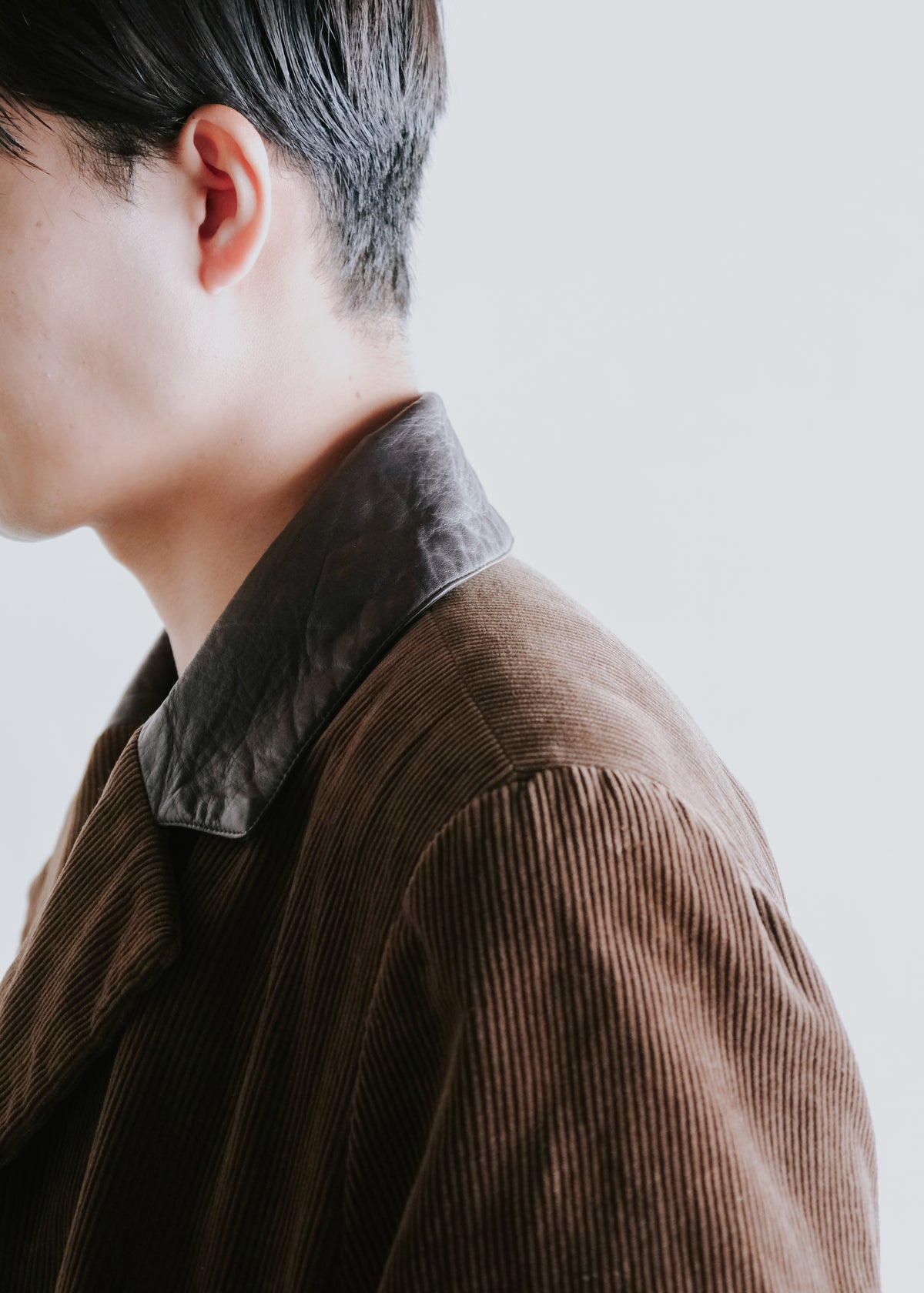 I.S. ISSEY MIYAKE SPORT 1988 leather-collar corduroy long jacket