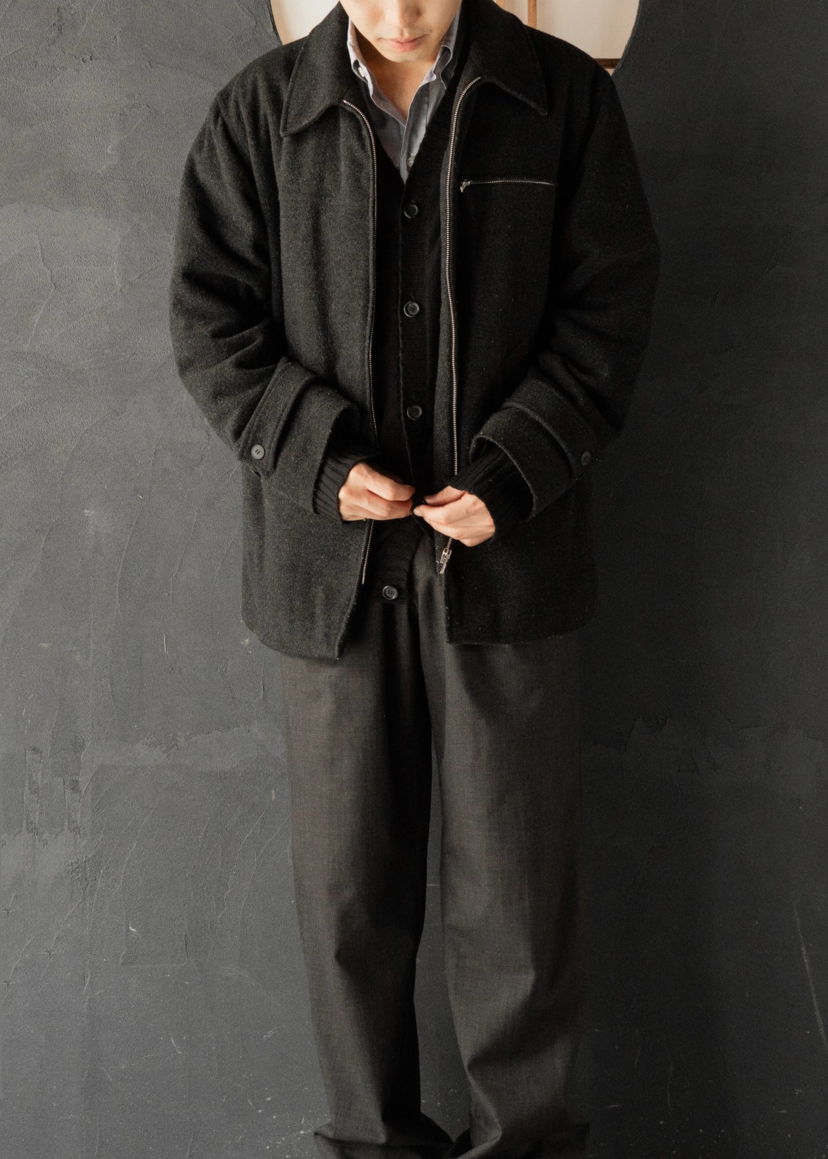 90's agnes b. homme zip up wool blouson