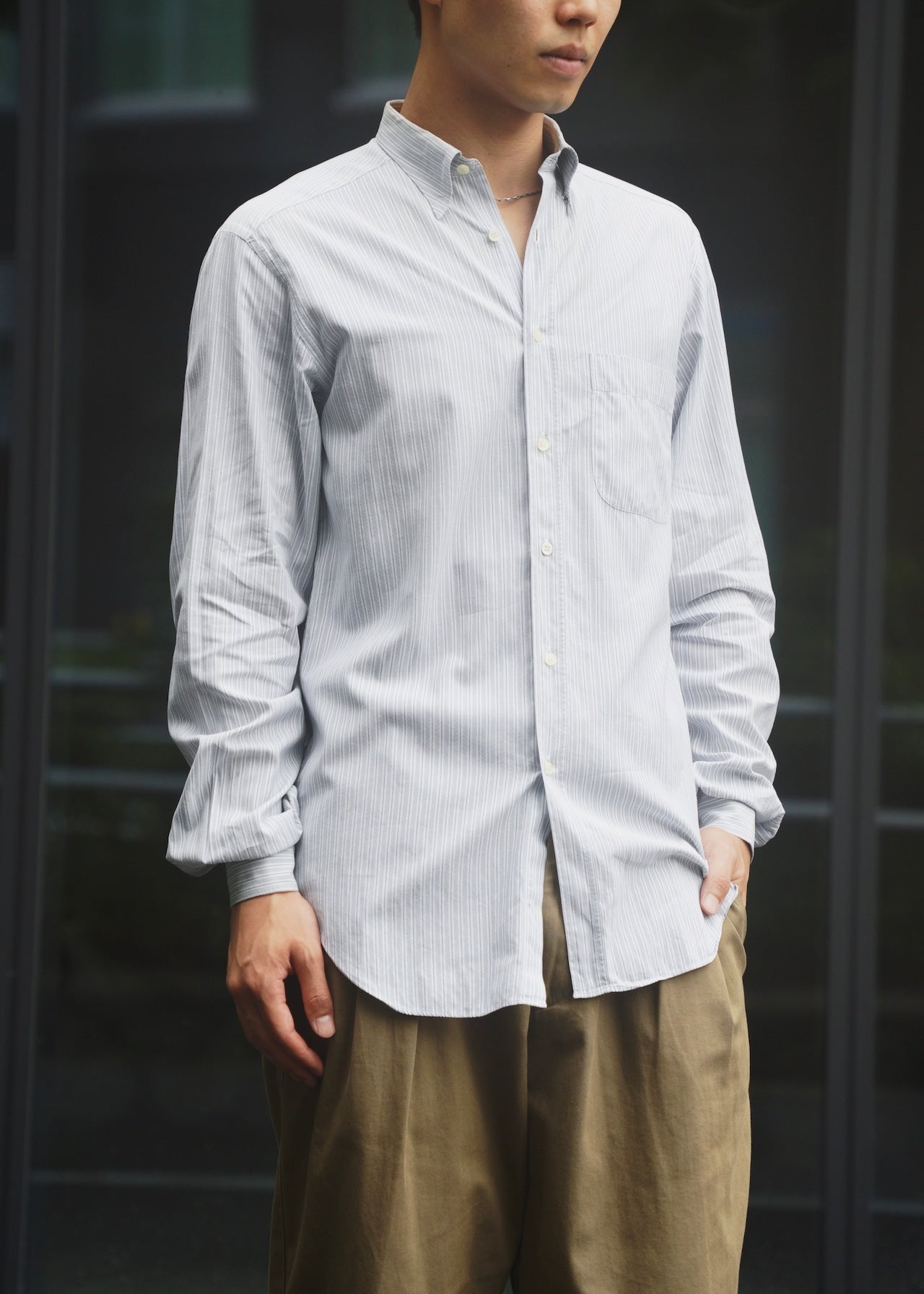 90's GIORGIO ARMANI stripe long tail shirt