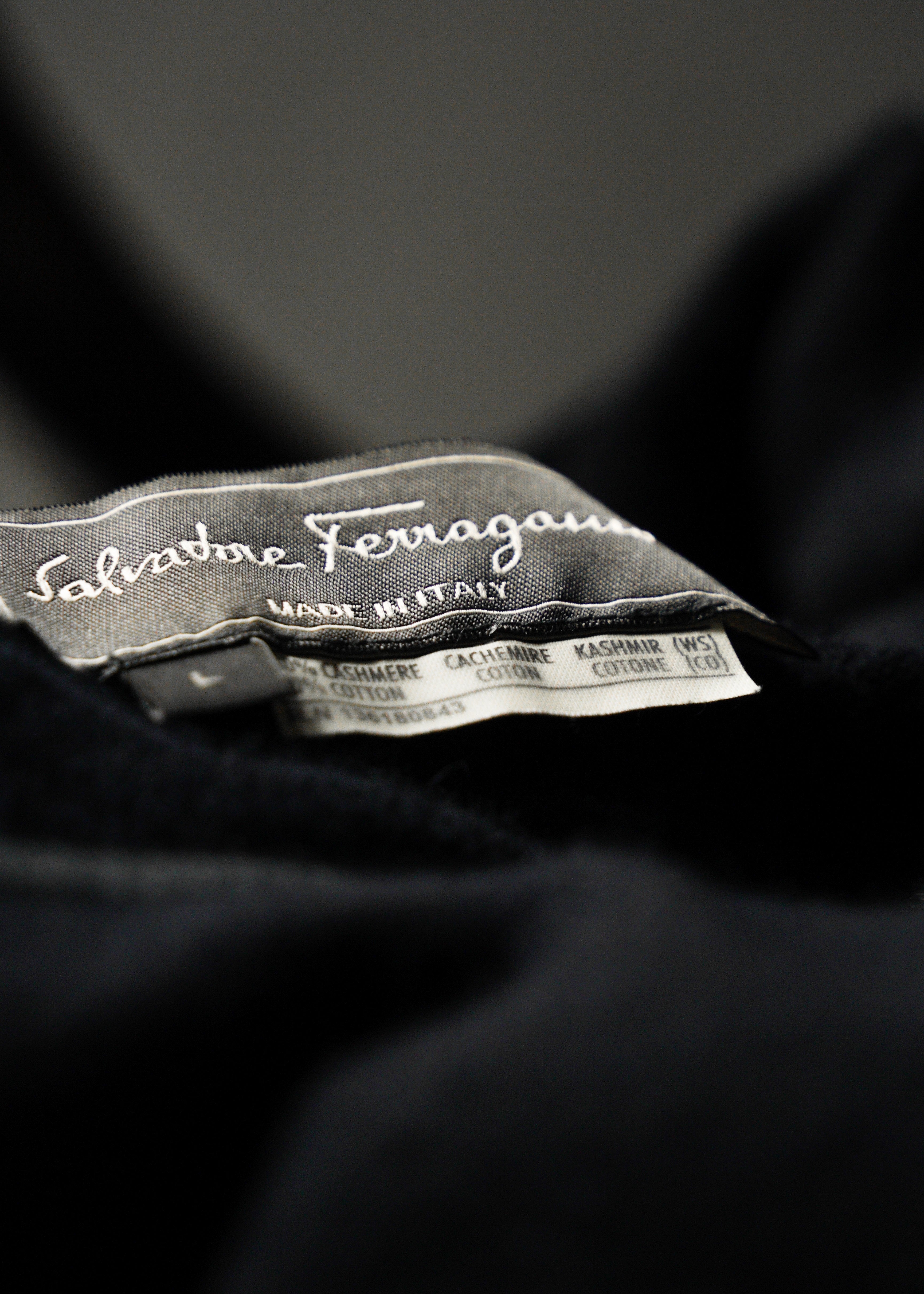00’s Salvatore Ferragamo cotton blend cashmere raglan sleeve crew neck knit