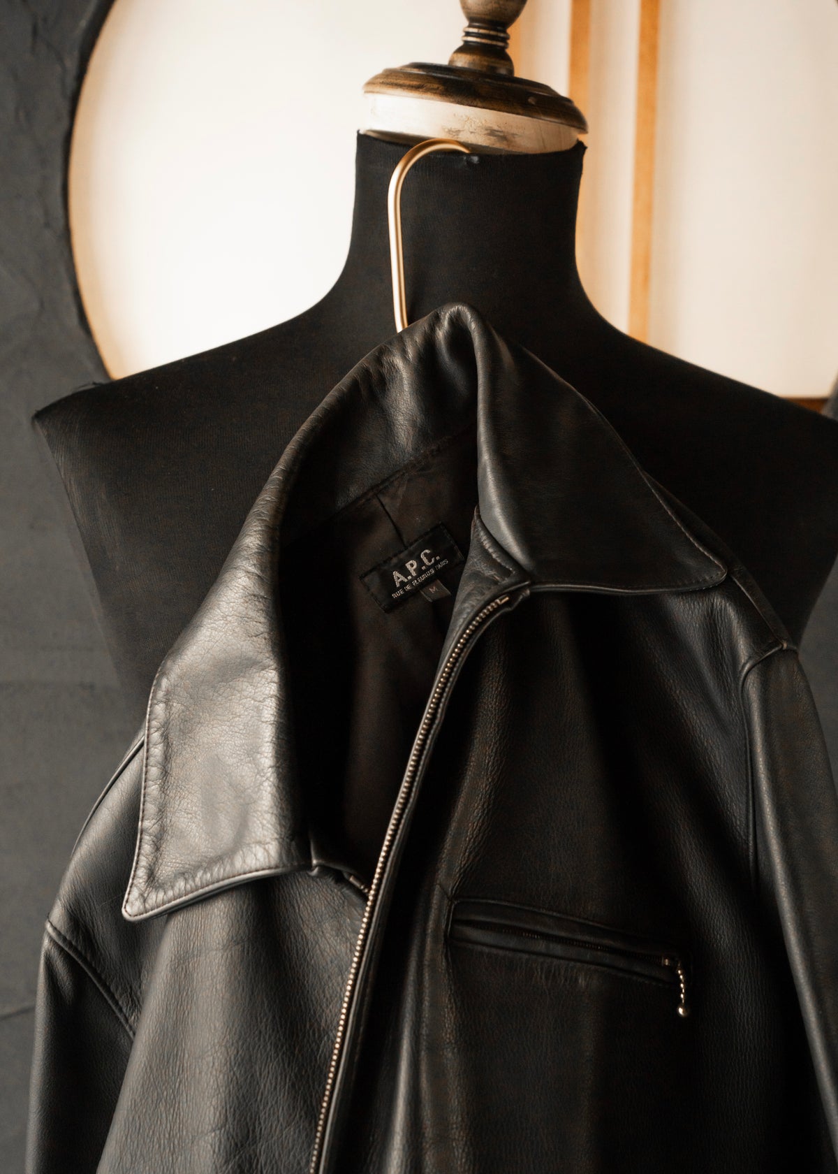 90-00’s A.P.C. zip up cow leather jacket