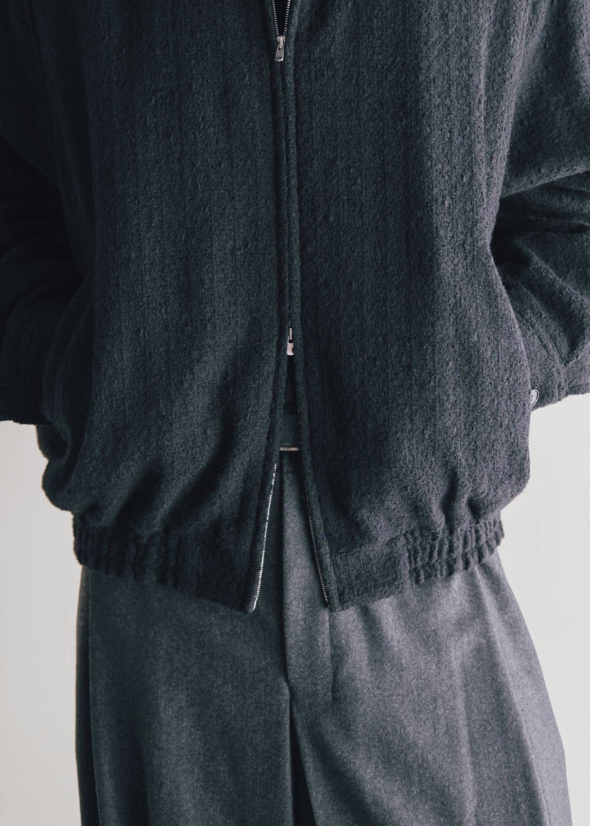 nonnotte 26AW Draping Big Yoke Raglan Drizzler Jacket N Tweed 002 / Smoked Black