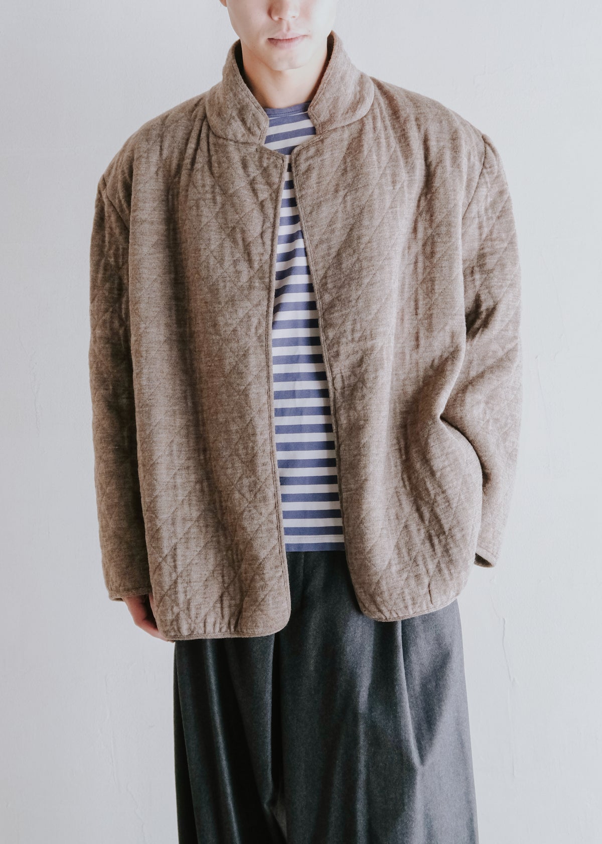 -90's HERMÈS open front quilted lapel jacket