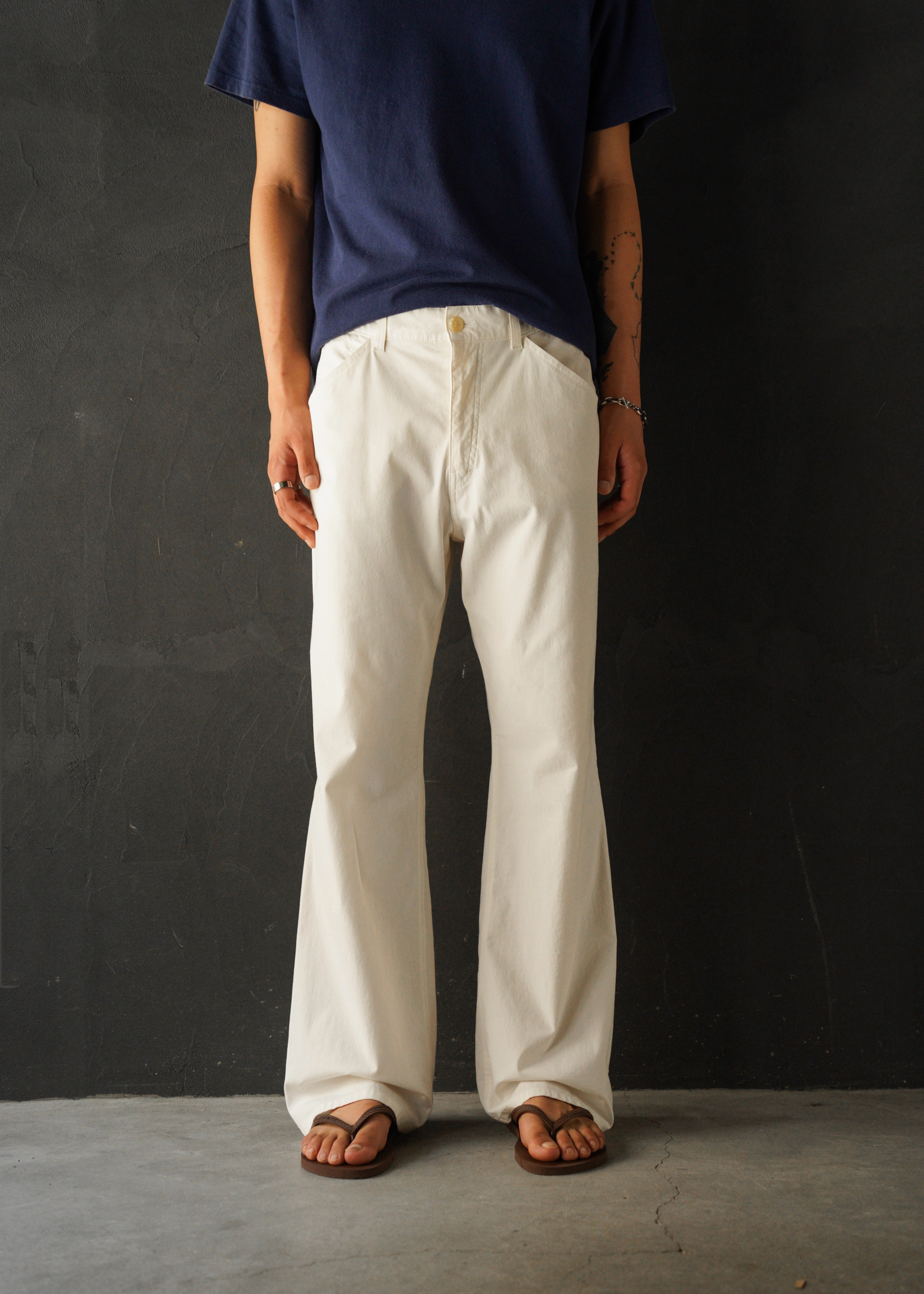 90’s JIL SANDER wide straight stretch cotton trousers