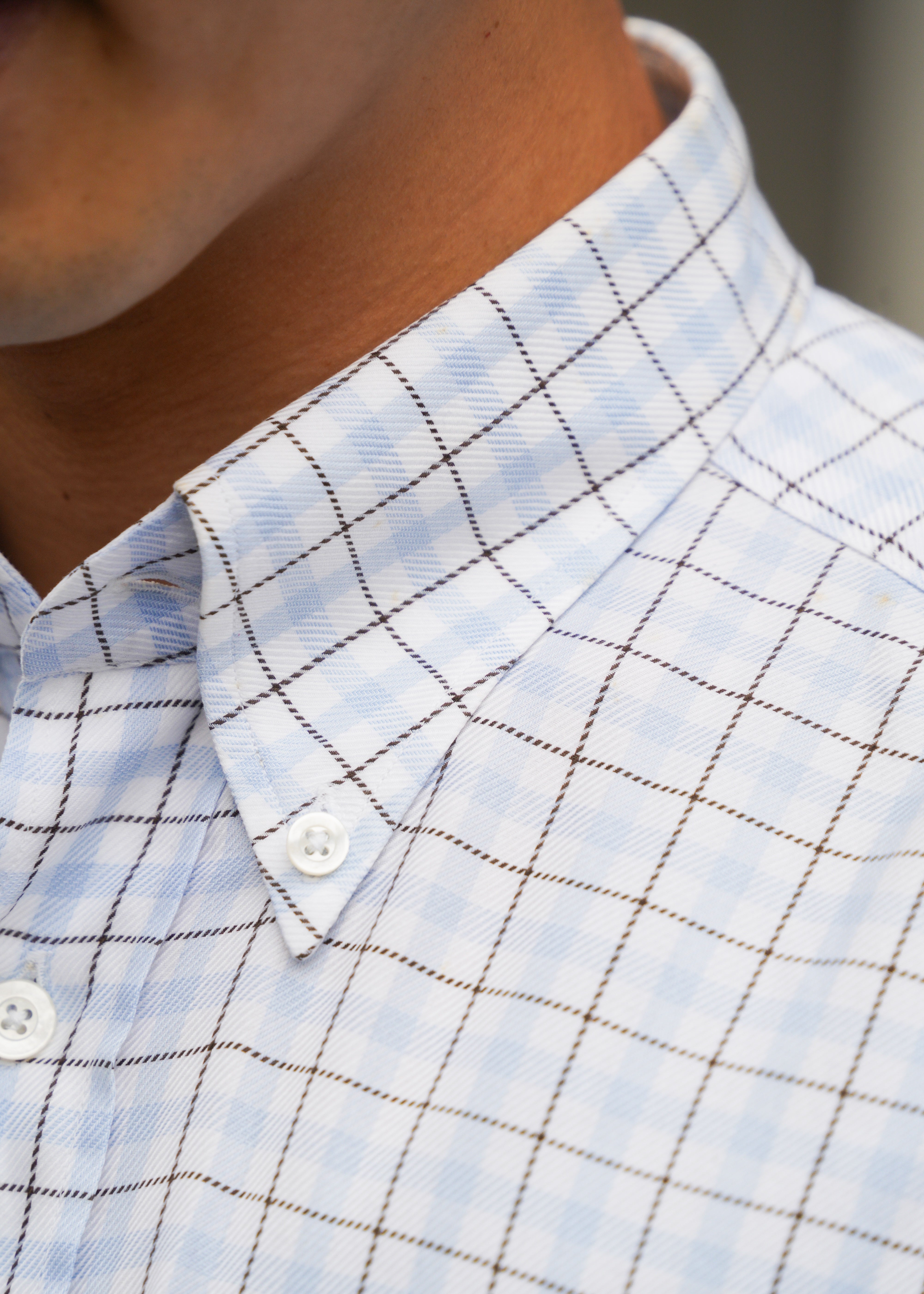 80-90's HERMÈS windowpane check button down shirt