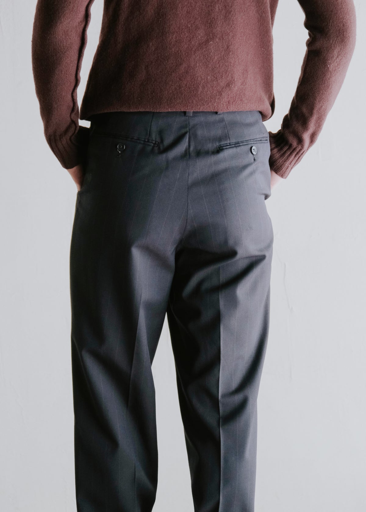 80-90's shadow stripe relaxing tapered slacks