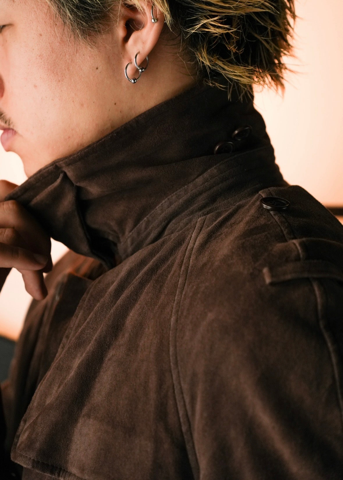 HELMUT LANG 05AW suede double breasted belted coat