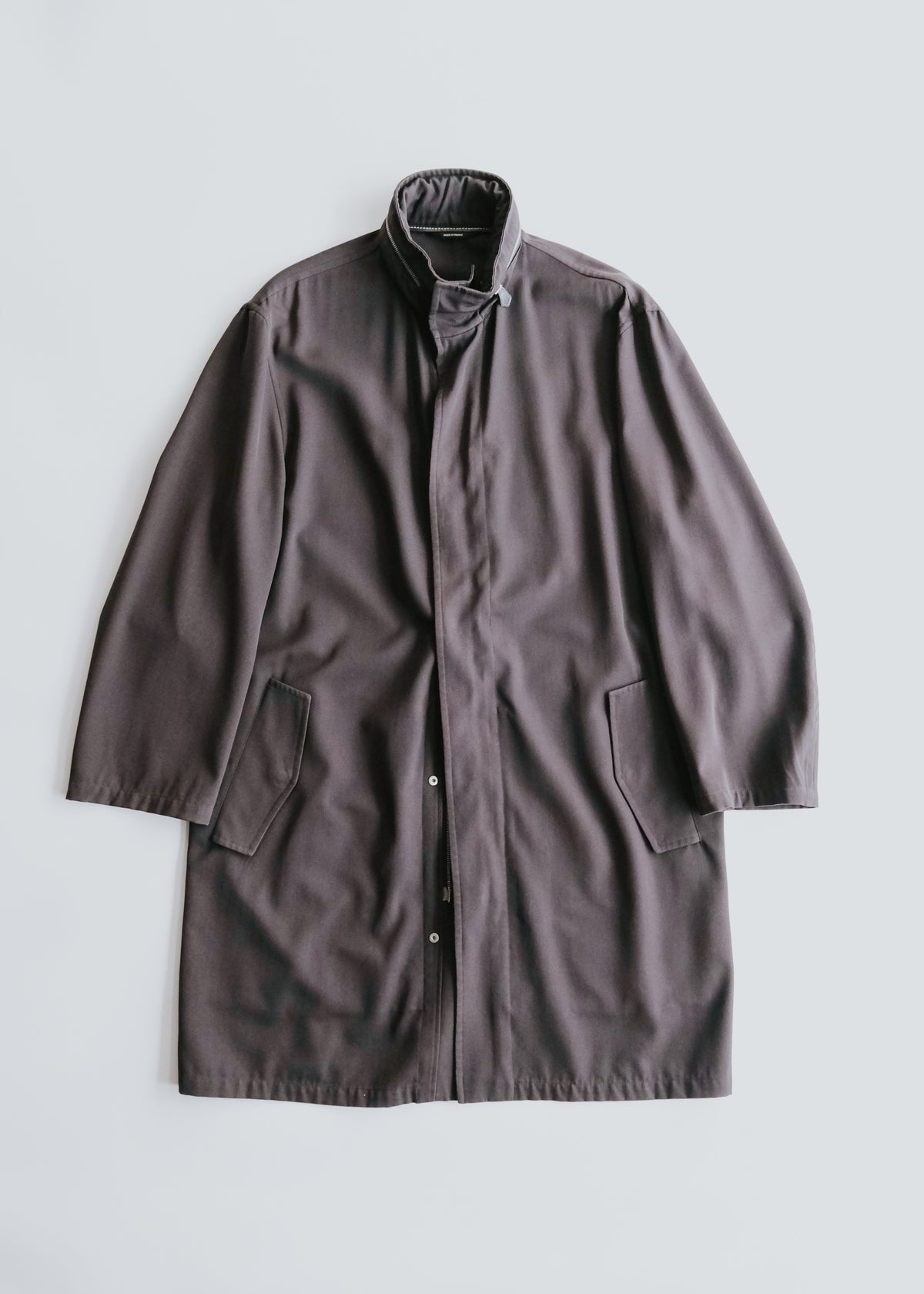 90-00's HERMÈS sigle stand collar fly front wool coat