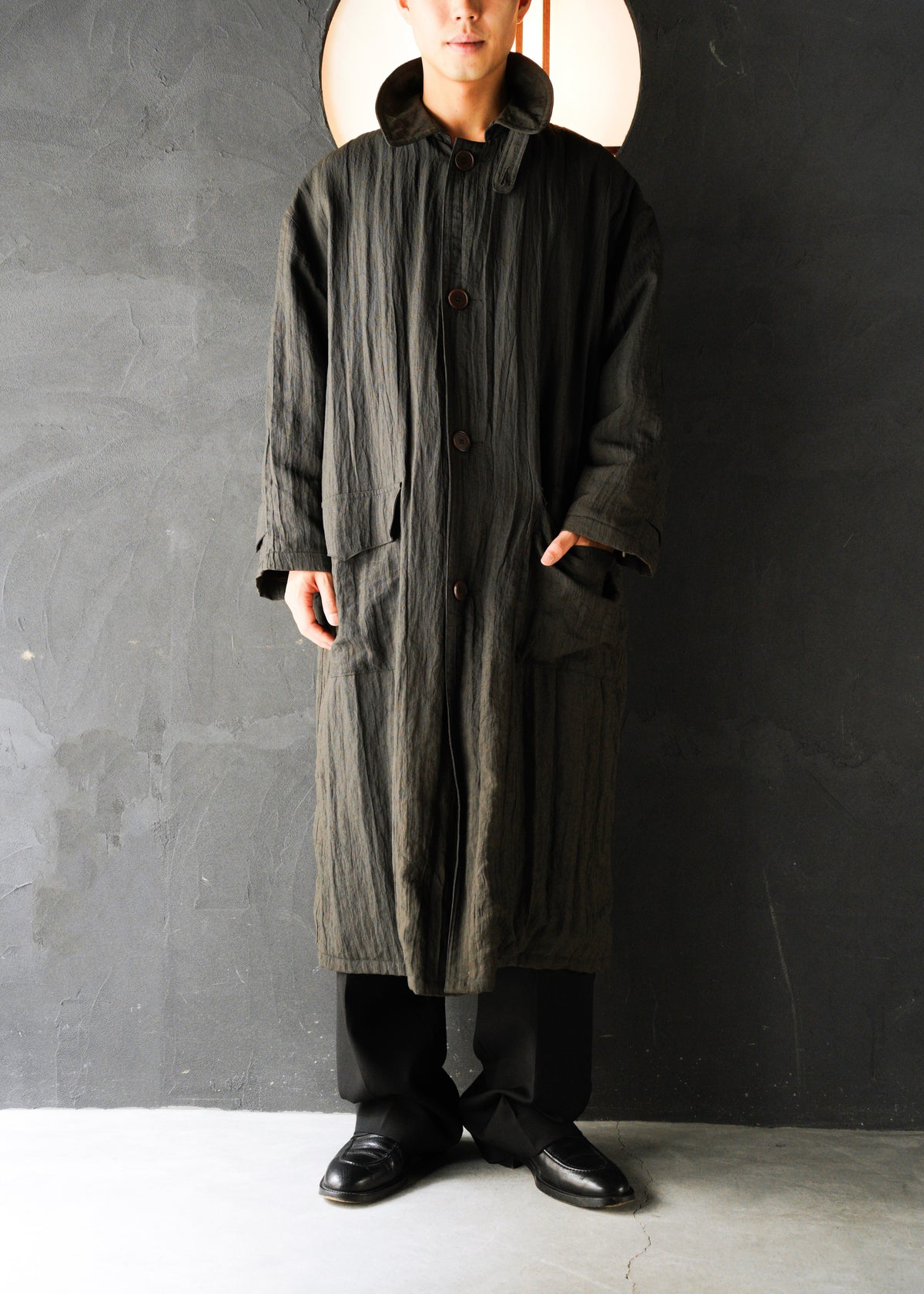 70-80’s GIORGIO ARMANI linen balmacaan coat