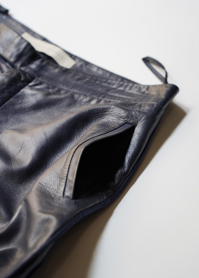 RUFFO RESEARCH 01SS piping straight leather trousers by Sophia Kokosalaki