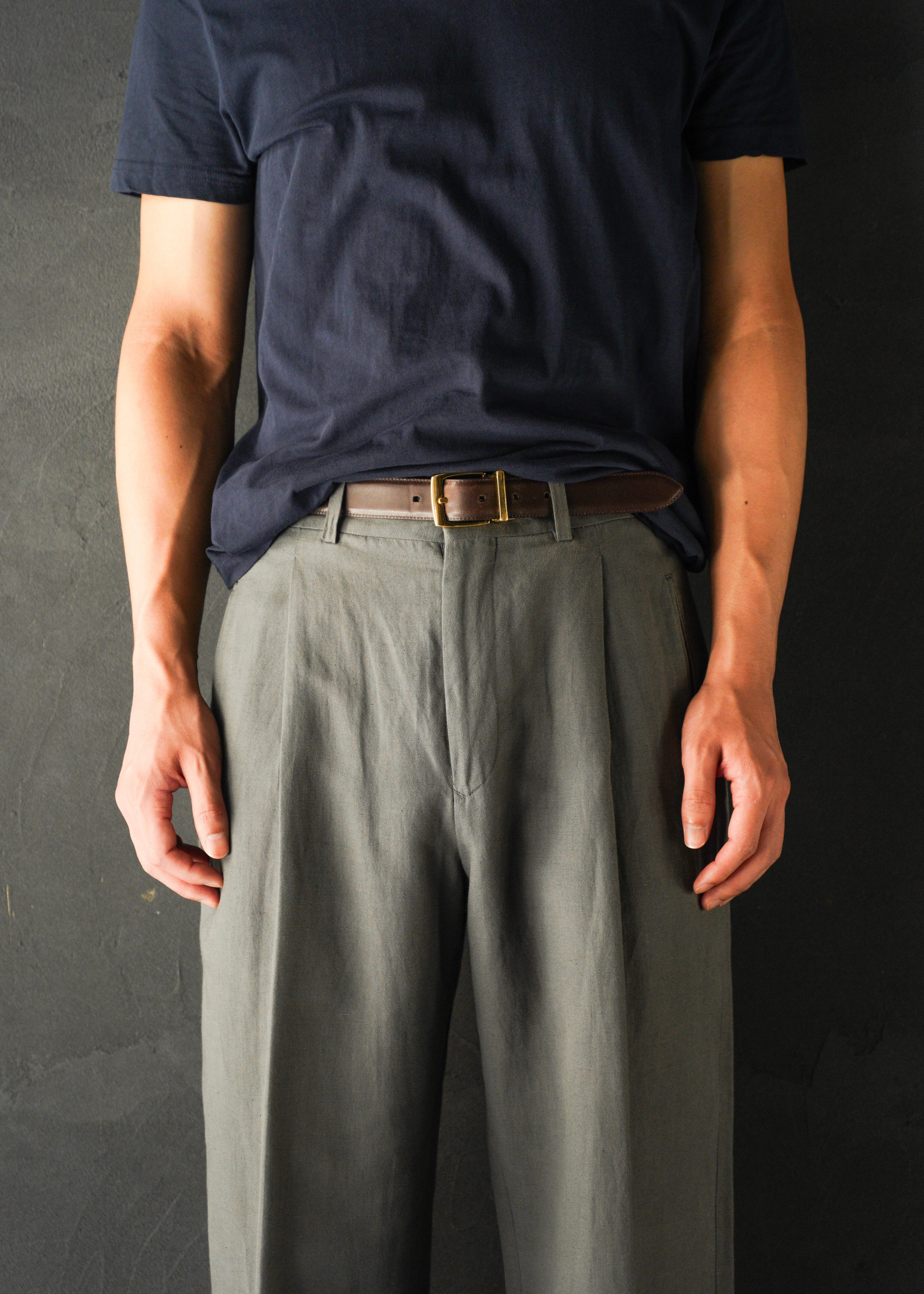 00’s ARMANI COLLEZIONI center crease cotton blend linen pants