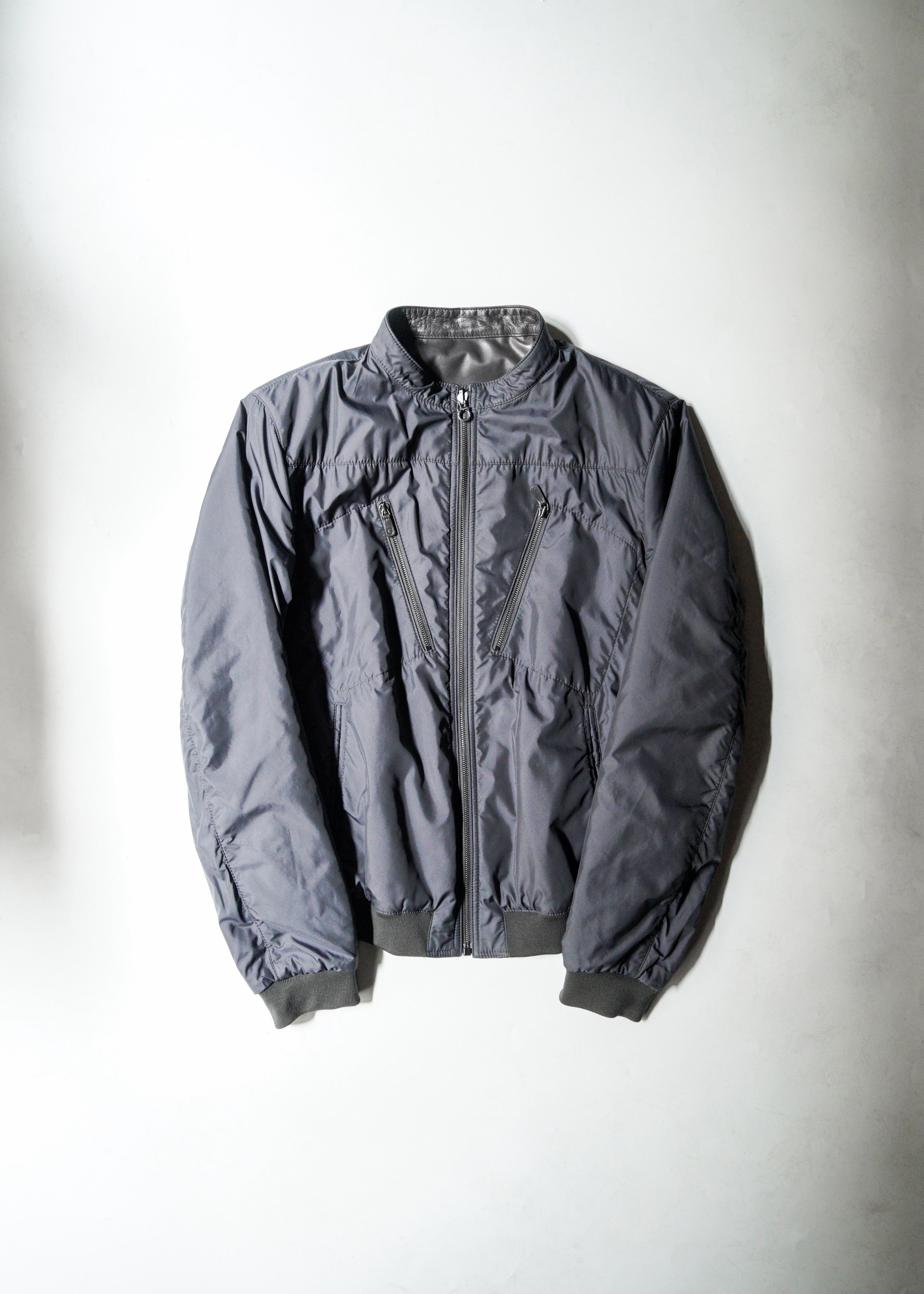 90’s Salvatore Ferragamo reversible single zip up leather jacket