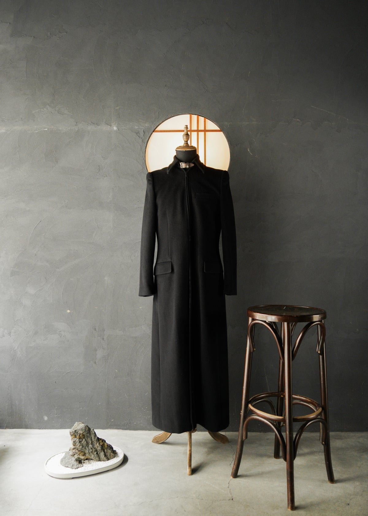 Jean Paul Gaultier HOMME belted neck double zip angora blend wool maxi-length coat