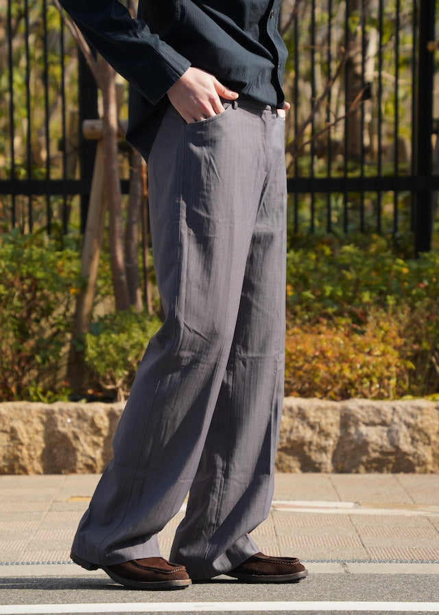 Wide Straight Center-Pressed Stripe Trousers