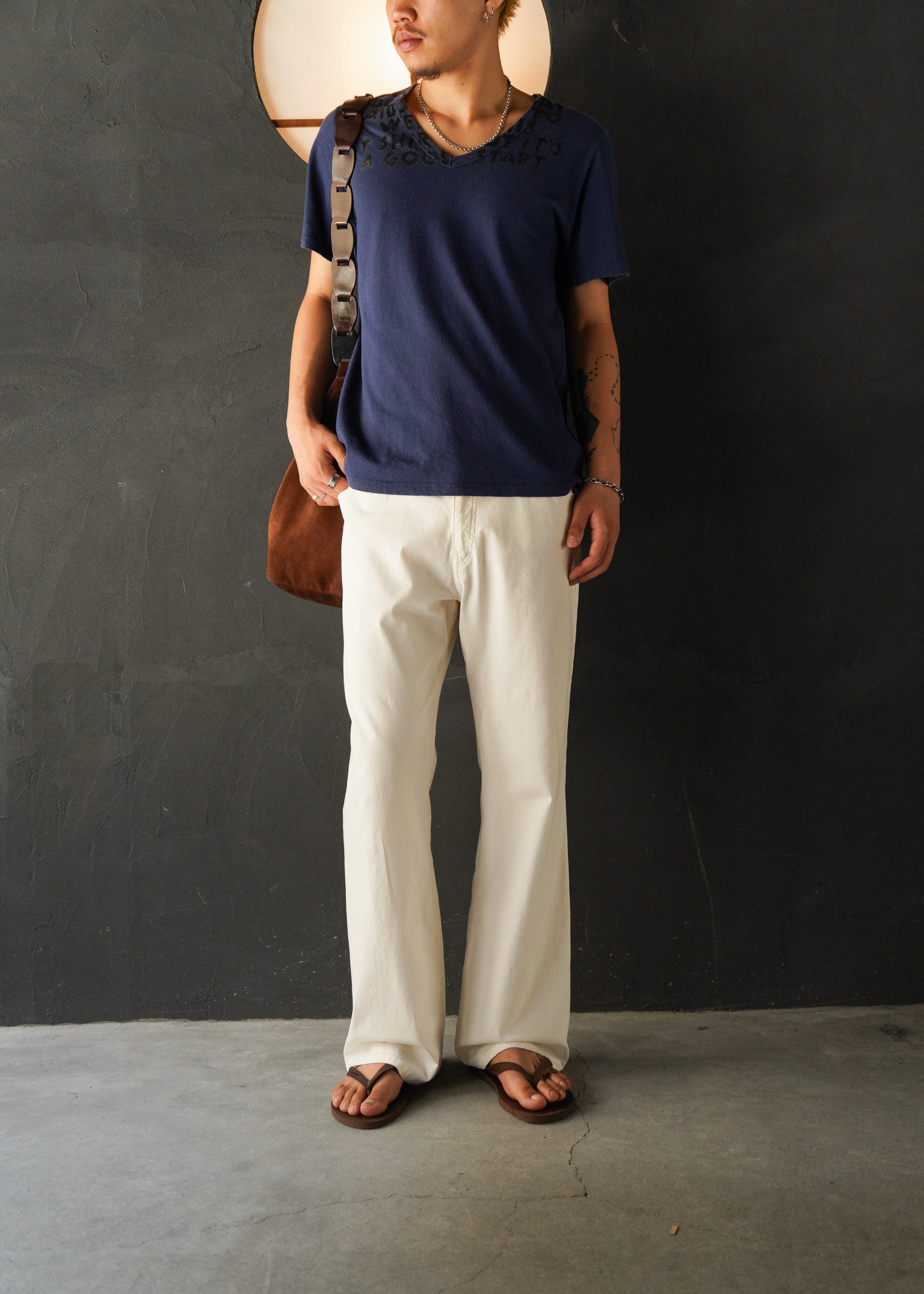 90’s JIL SANDER wide straight stretch cotton trousers
